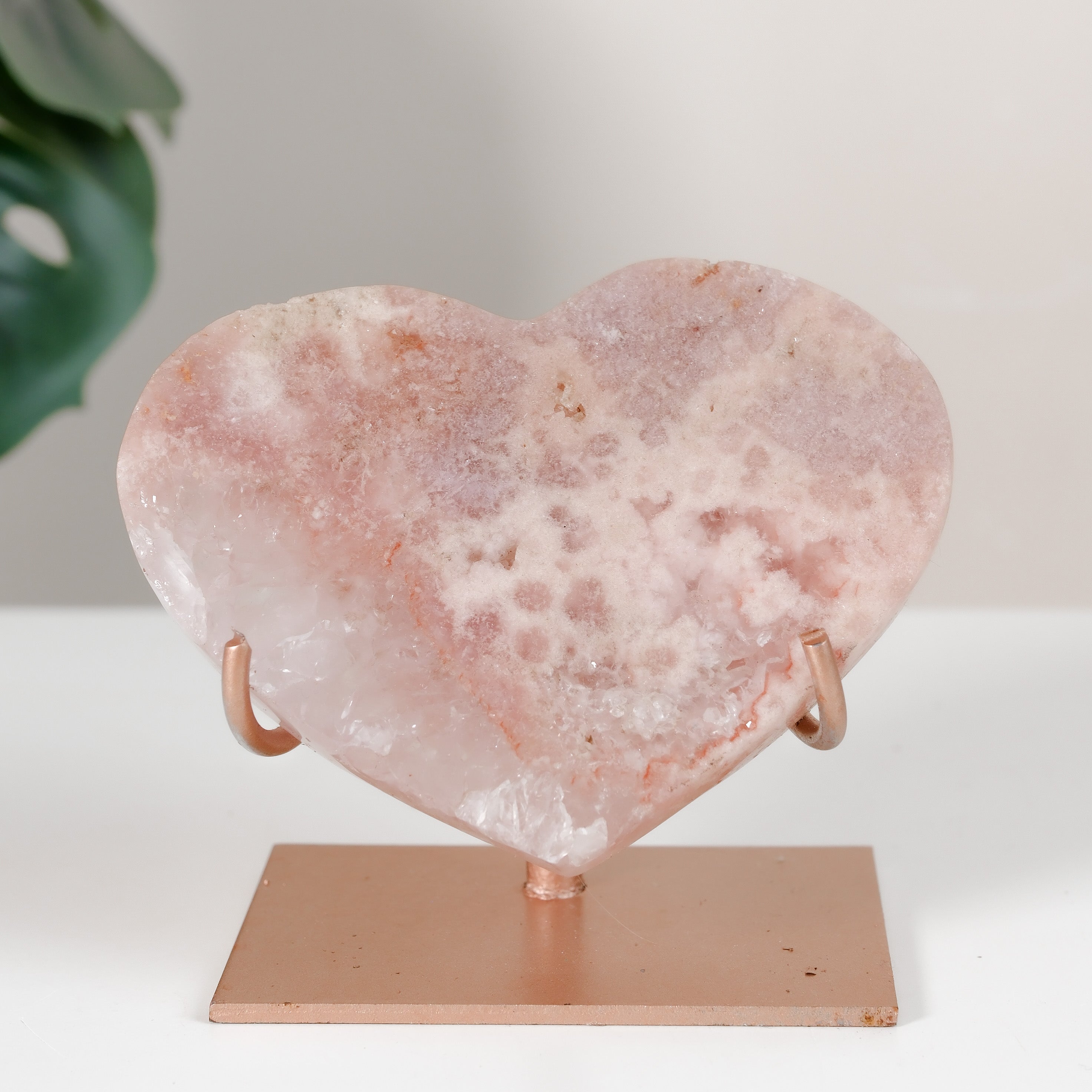 Pink Amethyst Heart On Stand