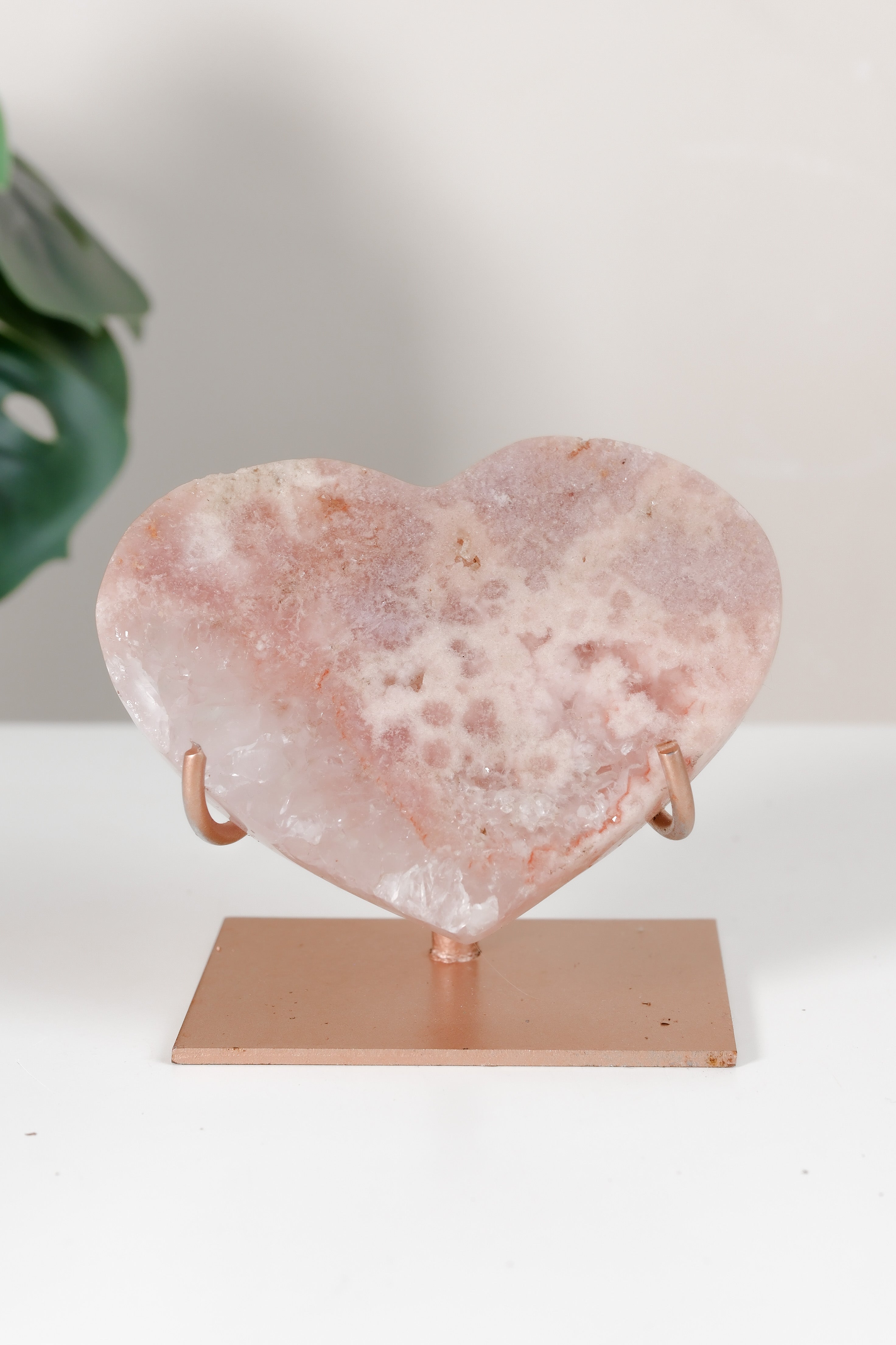 Pink Amethyst Heart On Stand