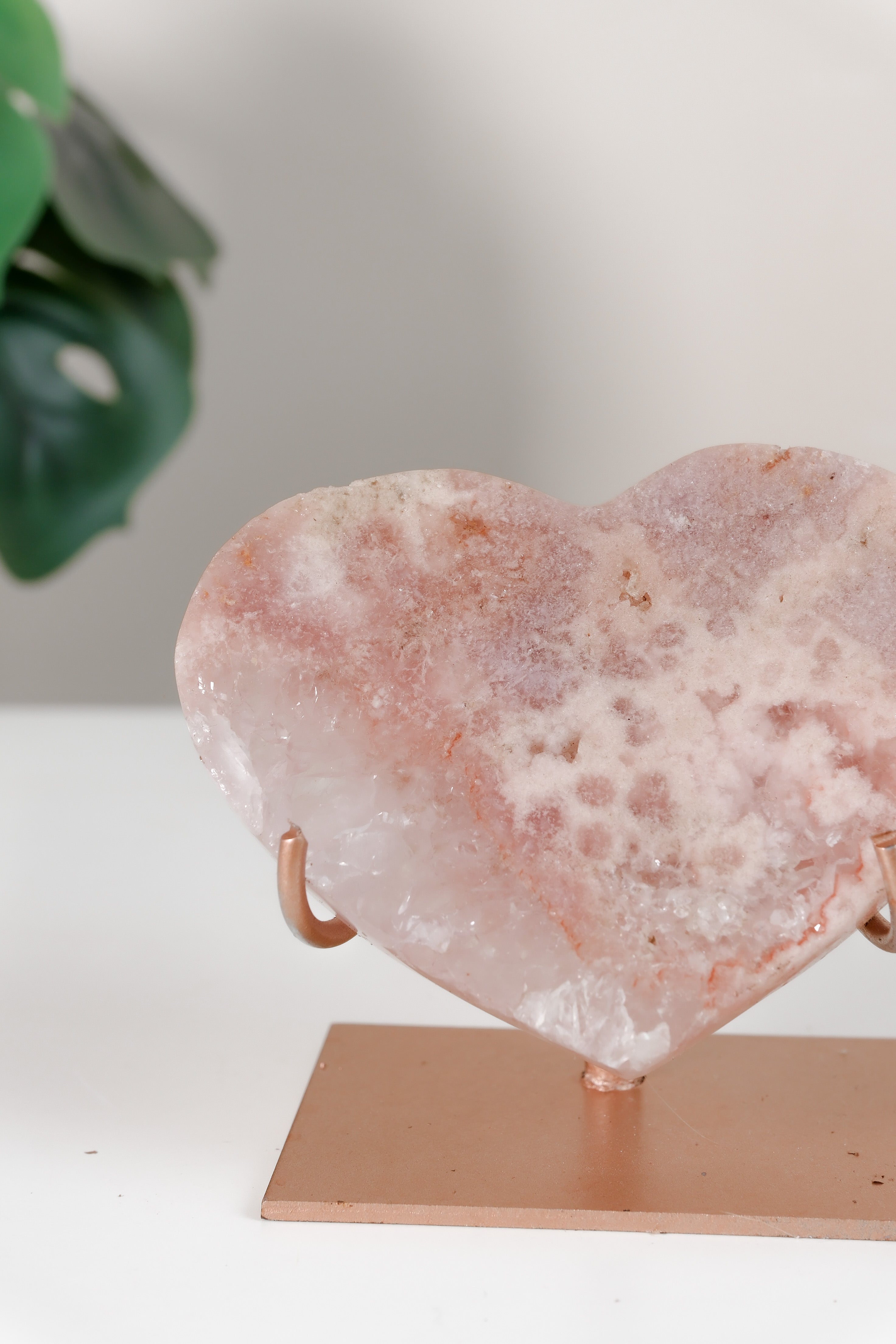 Pink Amethyst Heart On Stand