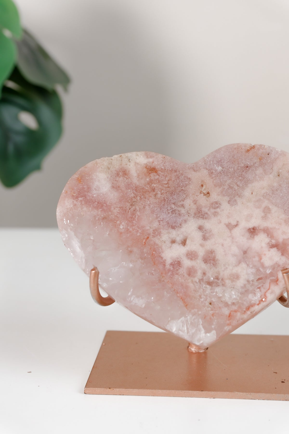 Pink Amethyst Heart On Stand
