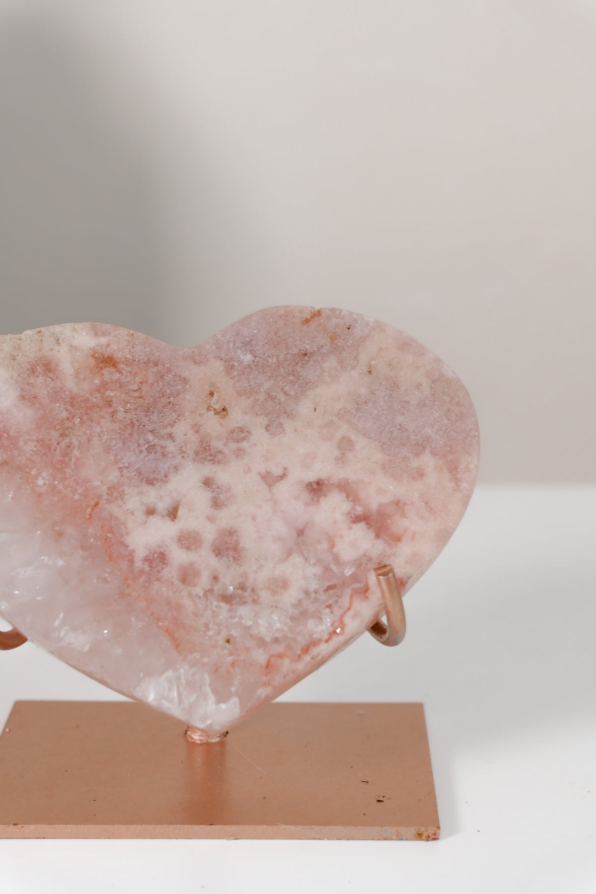 Pink Amethyst Heart On Stand