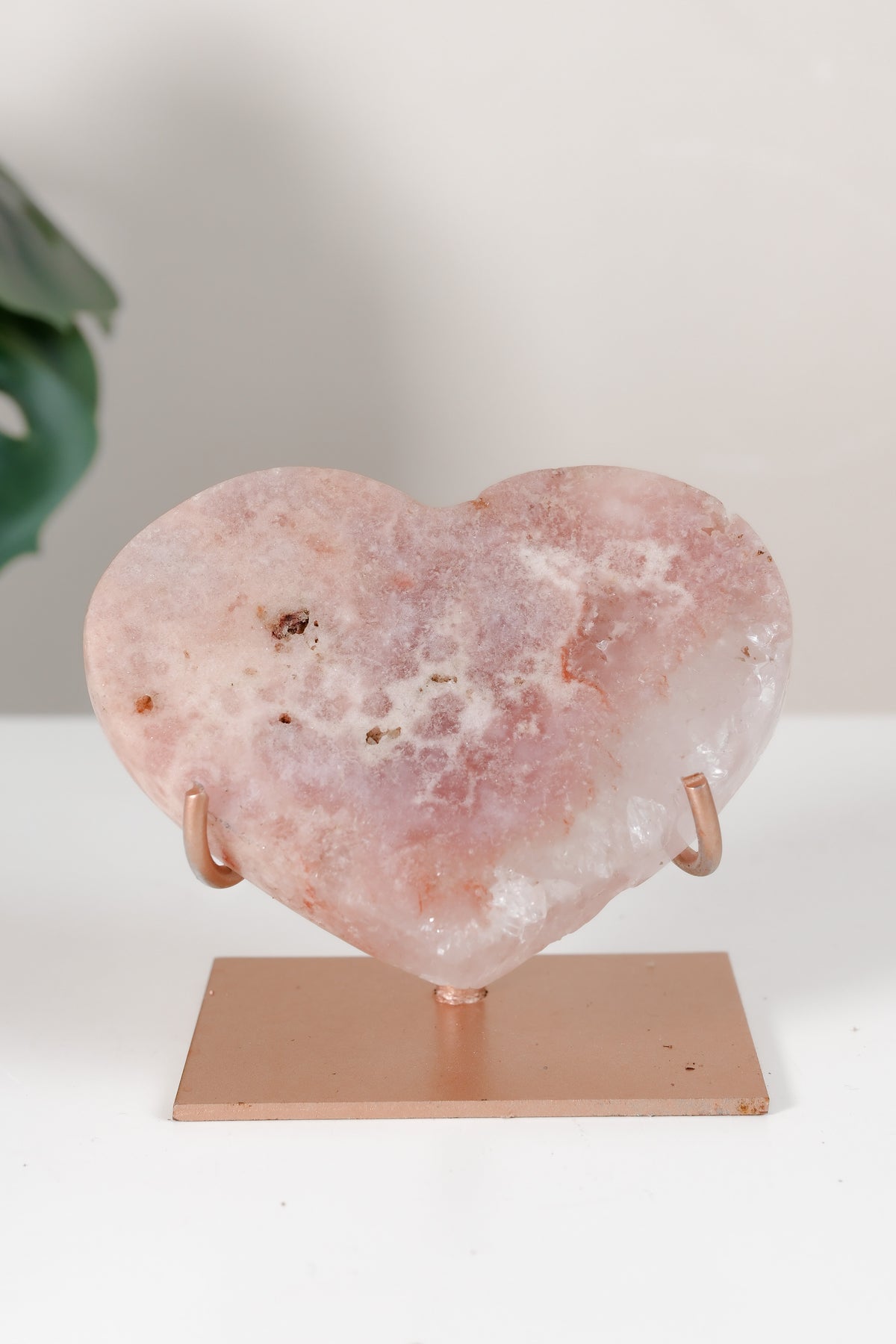 Pink Amethyst Heart On Stand