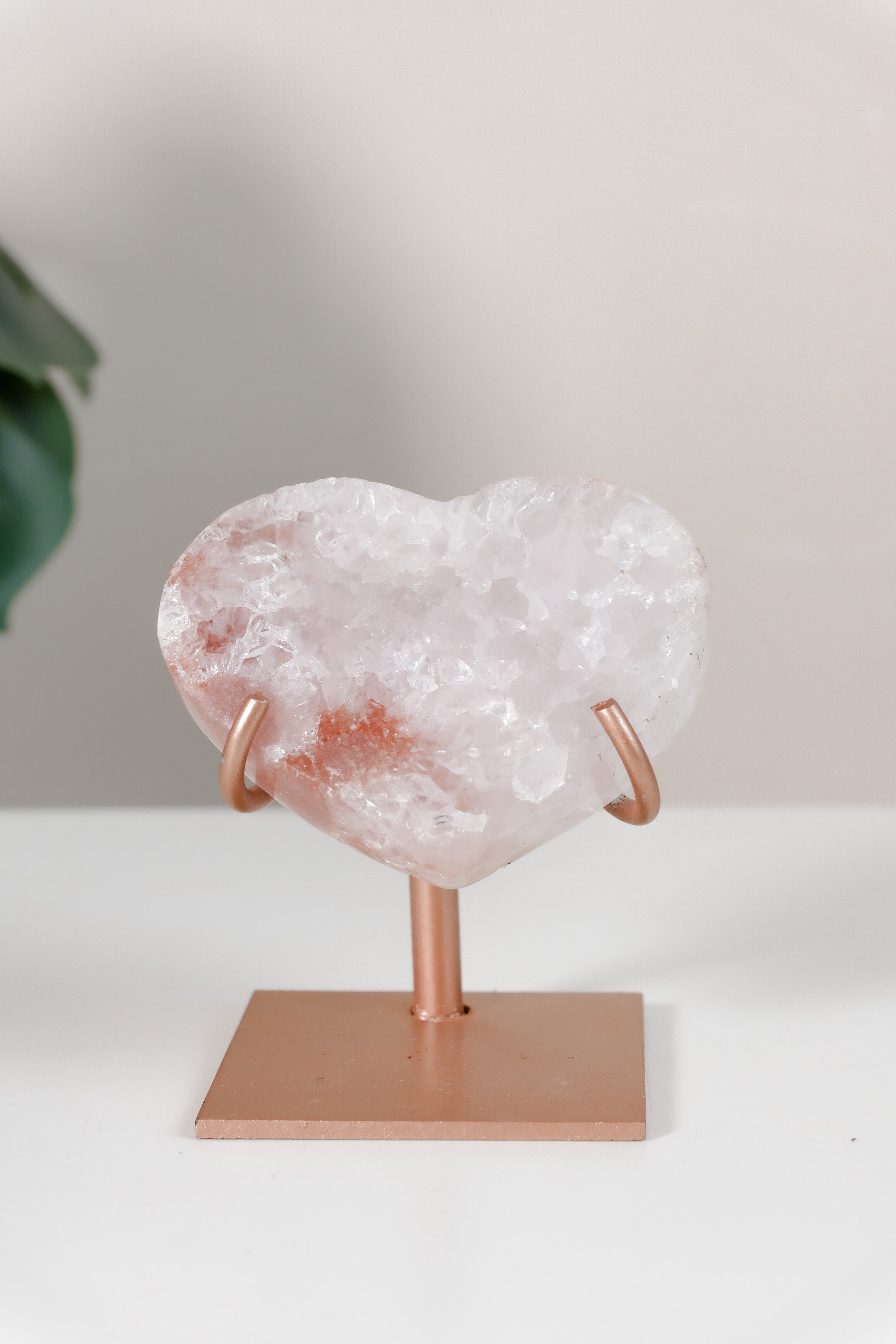 Pink Amethyst Heart On Stand