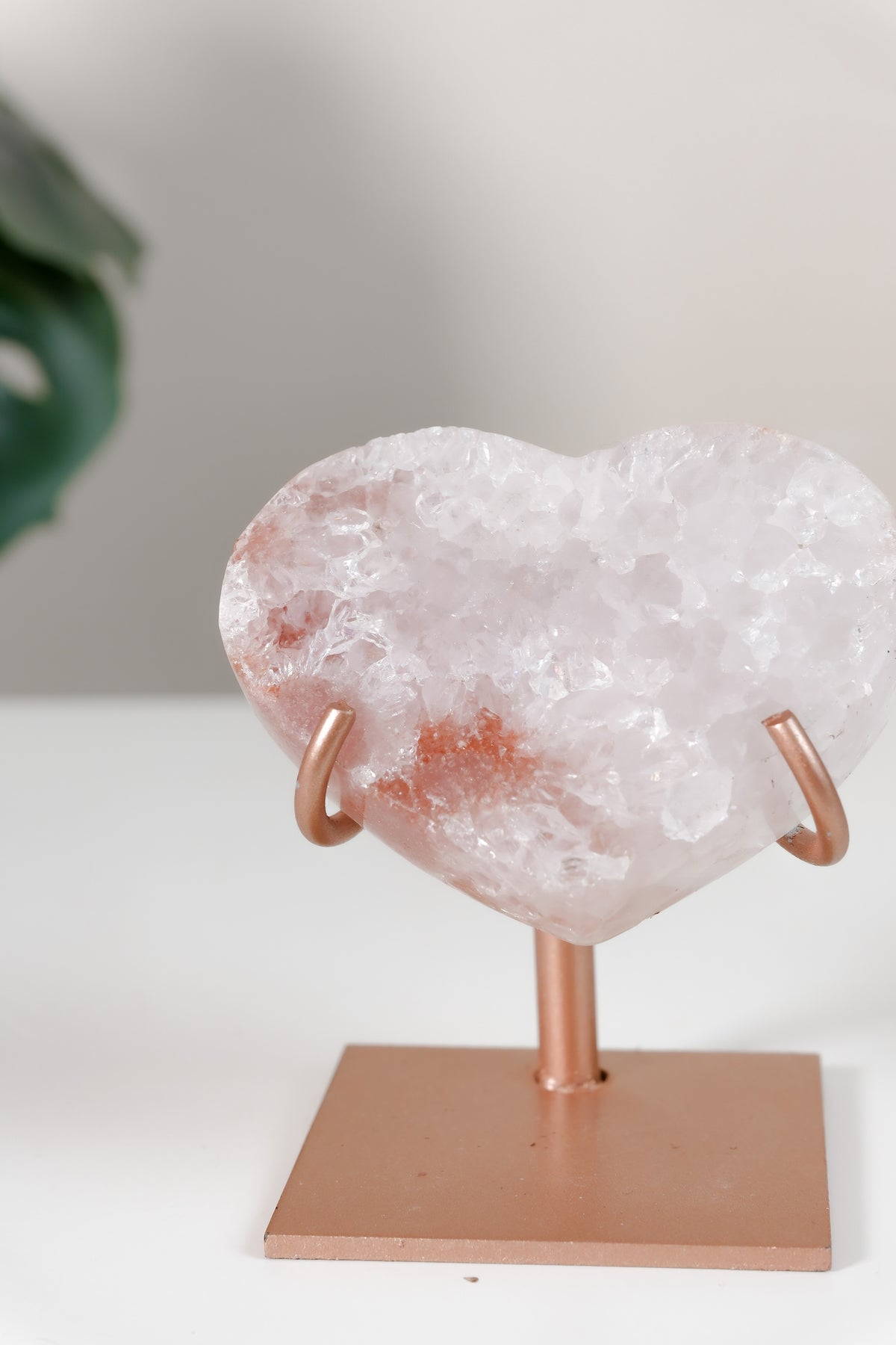 Pink Amethyst Heart On Stand