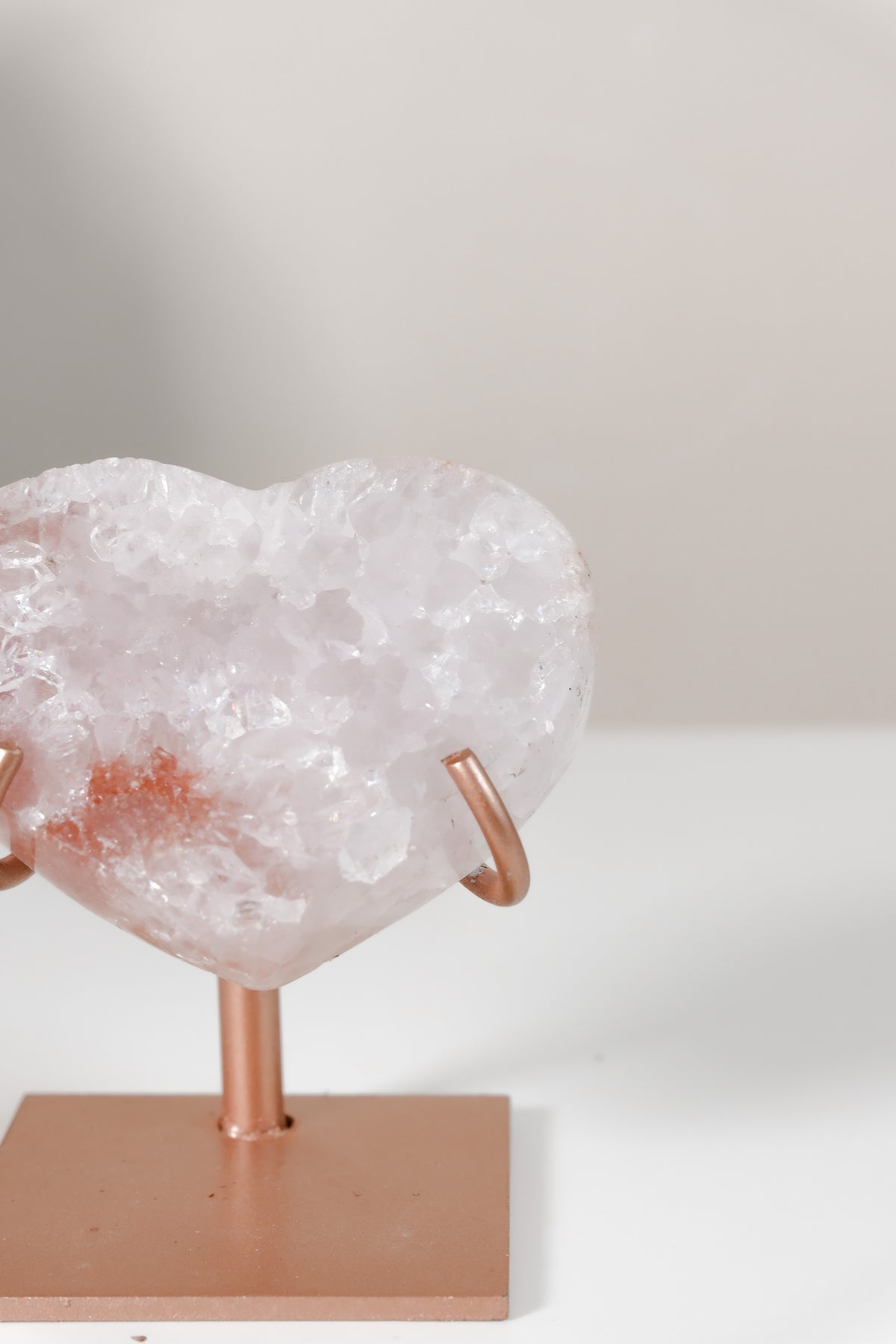 Pink Amethyst Heart On Stand