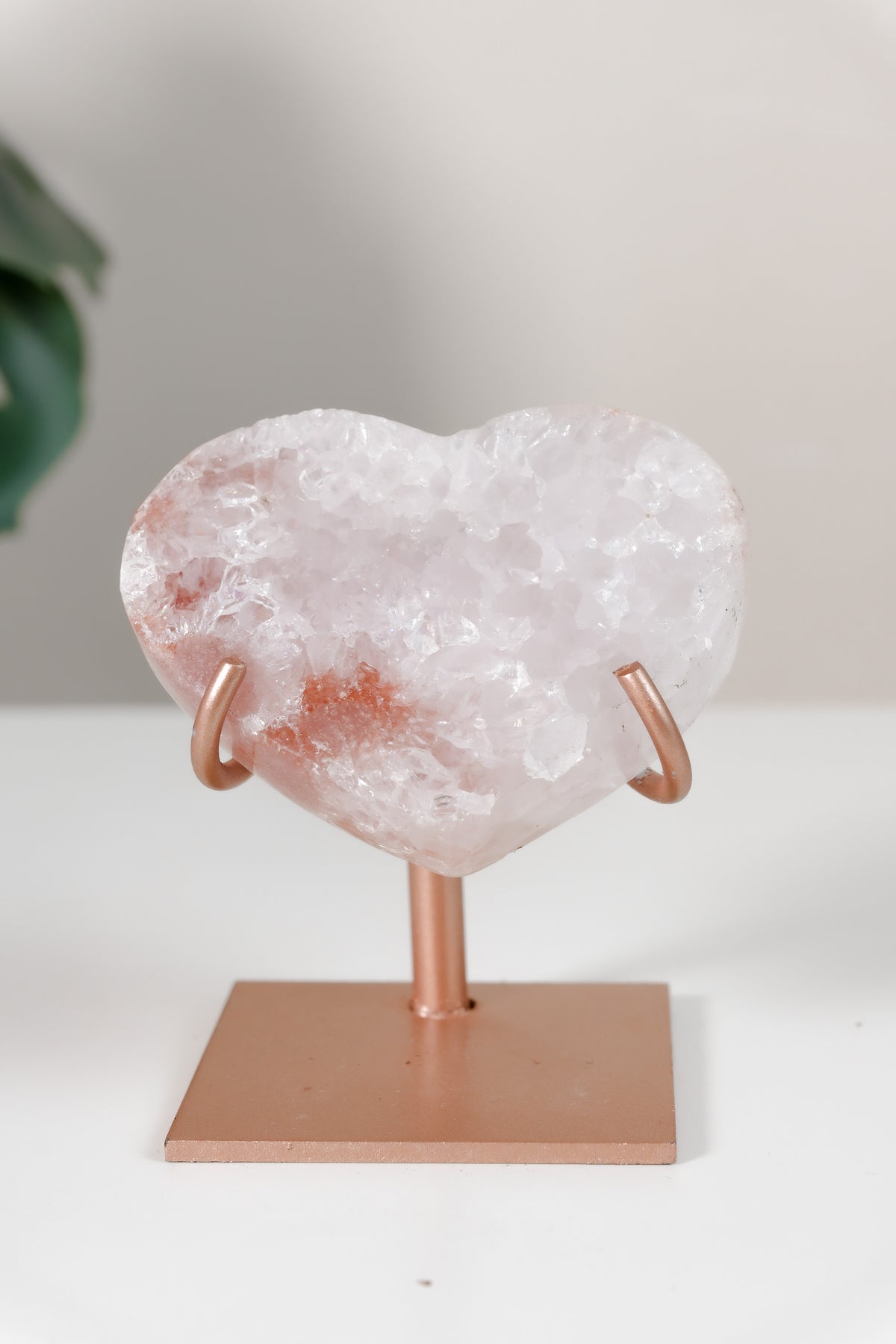 Pink Amethyst Heart On Stand