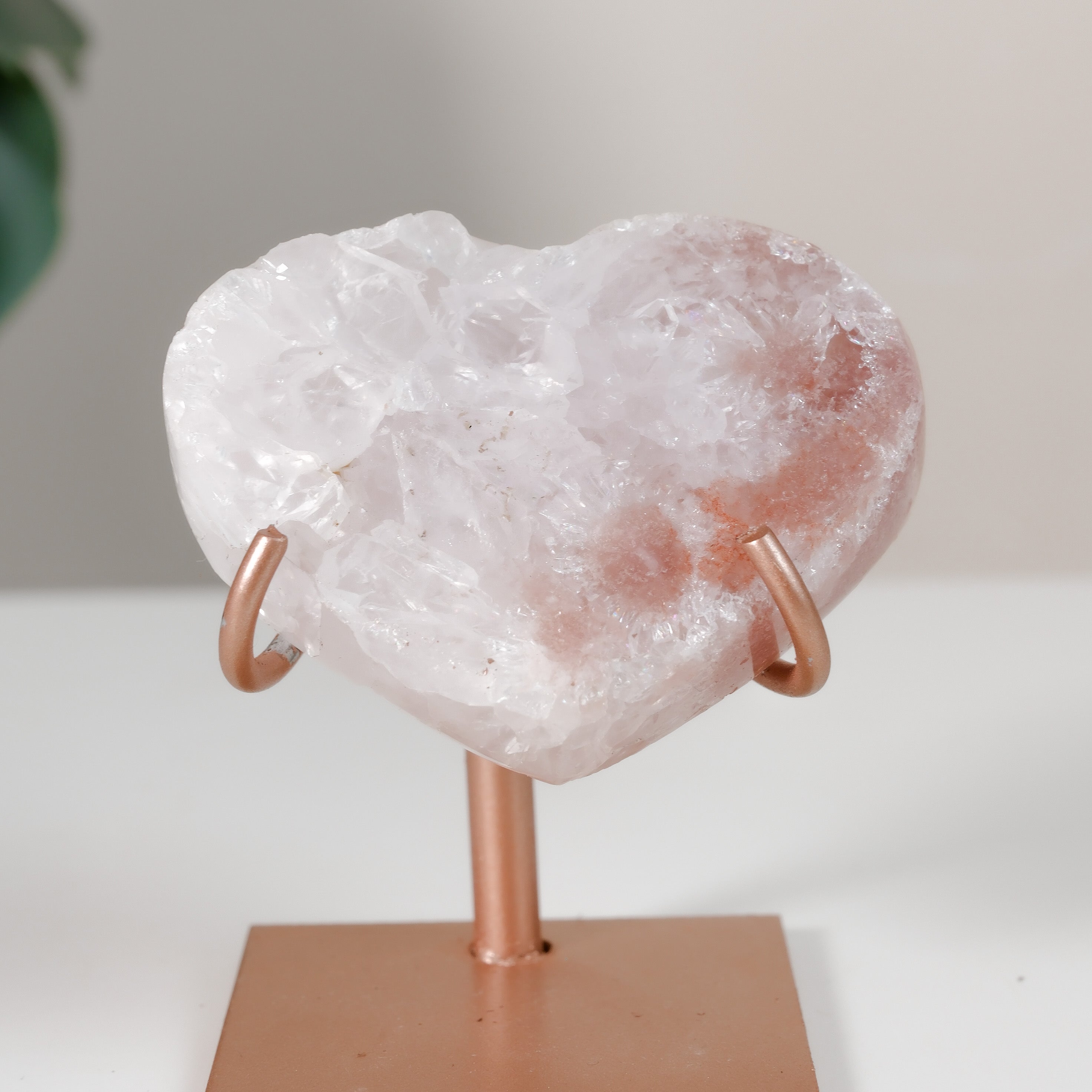 Pink Amethyst Heart On Stand