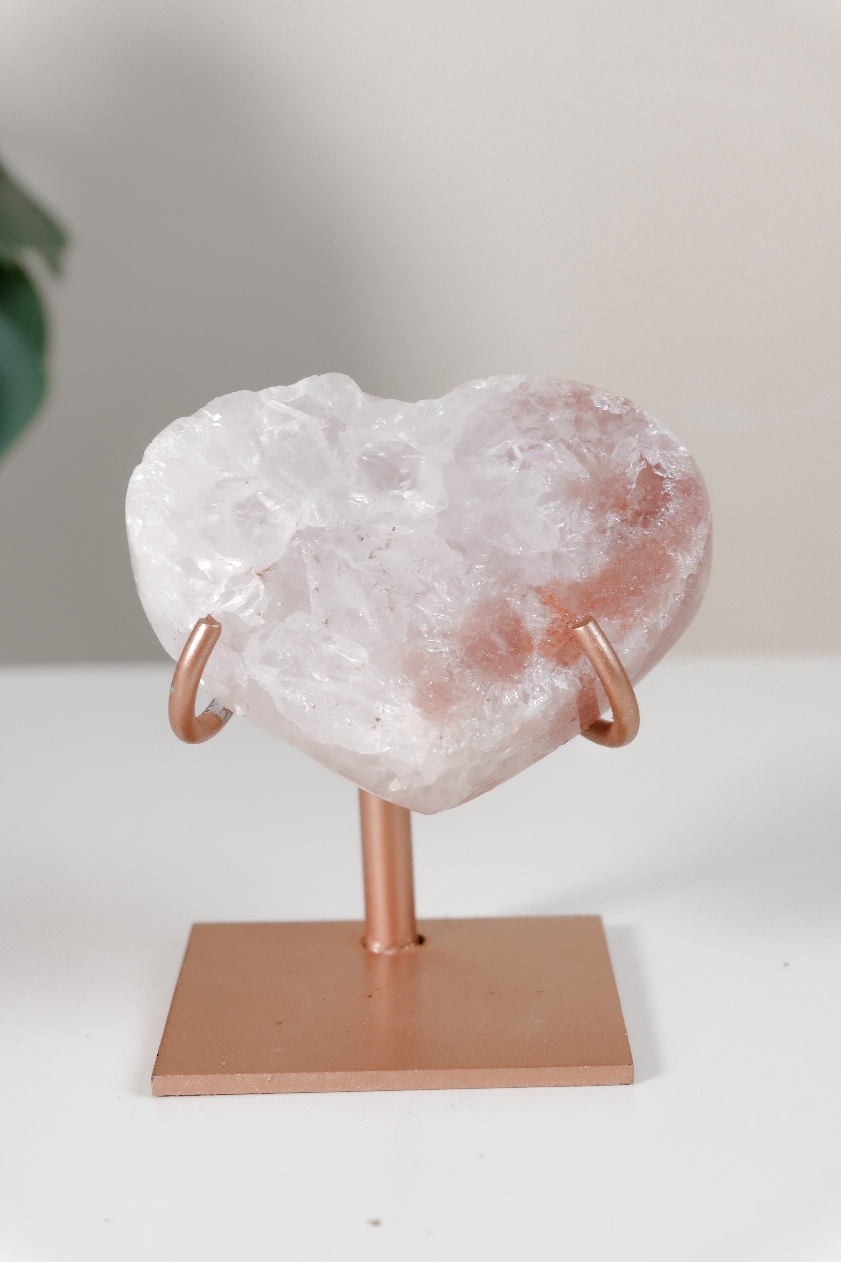 Pink Amethyst Heart On Stand