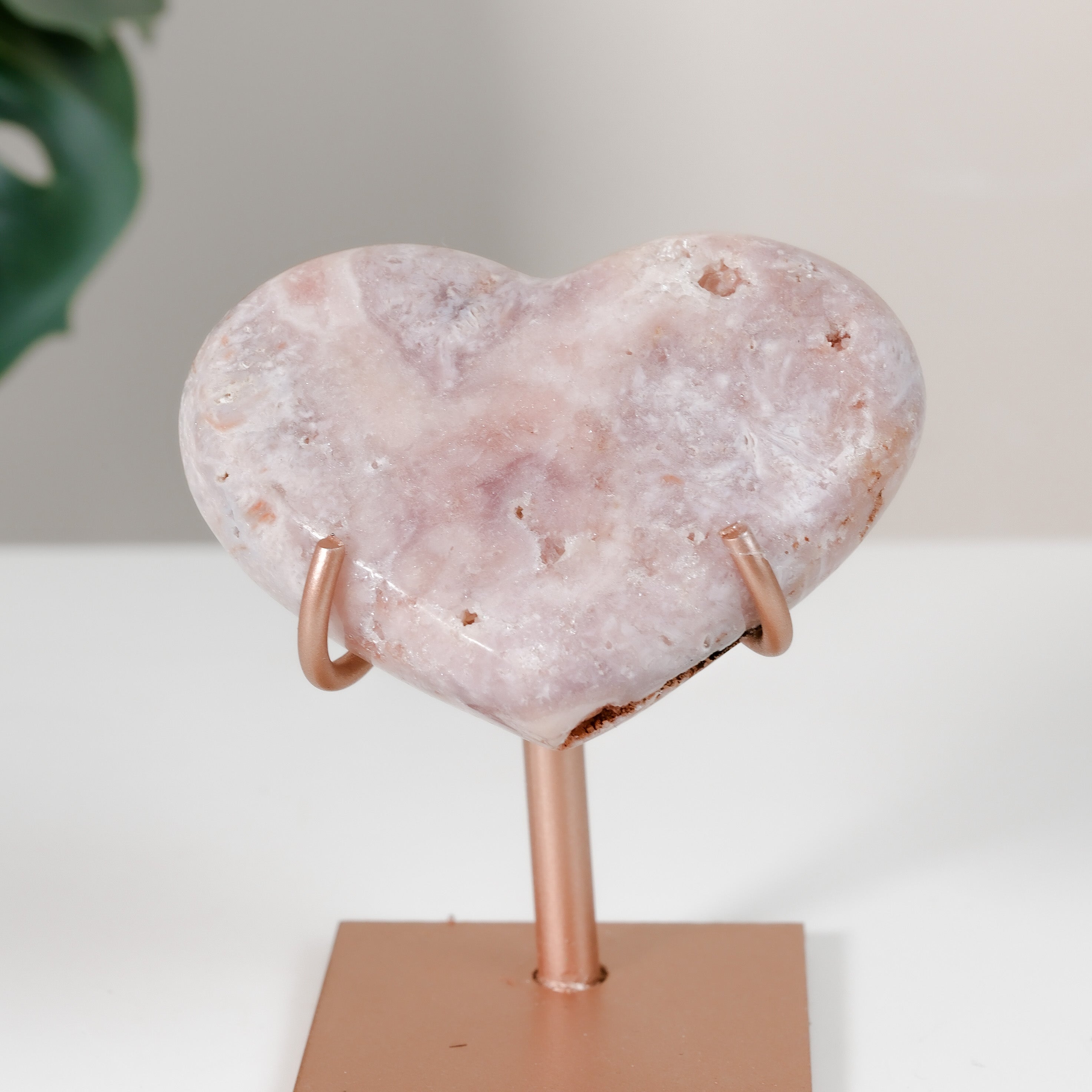 Pink Amethyst Heart On Stand
