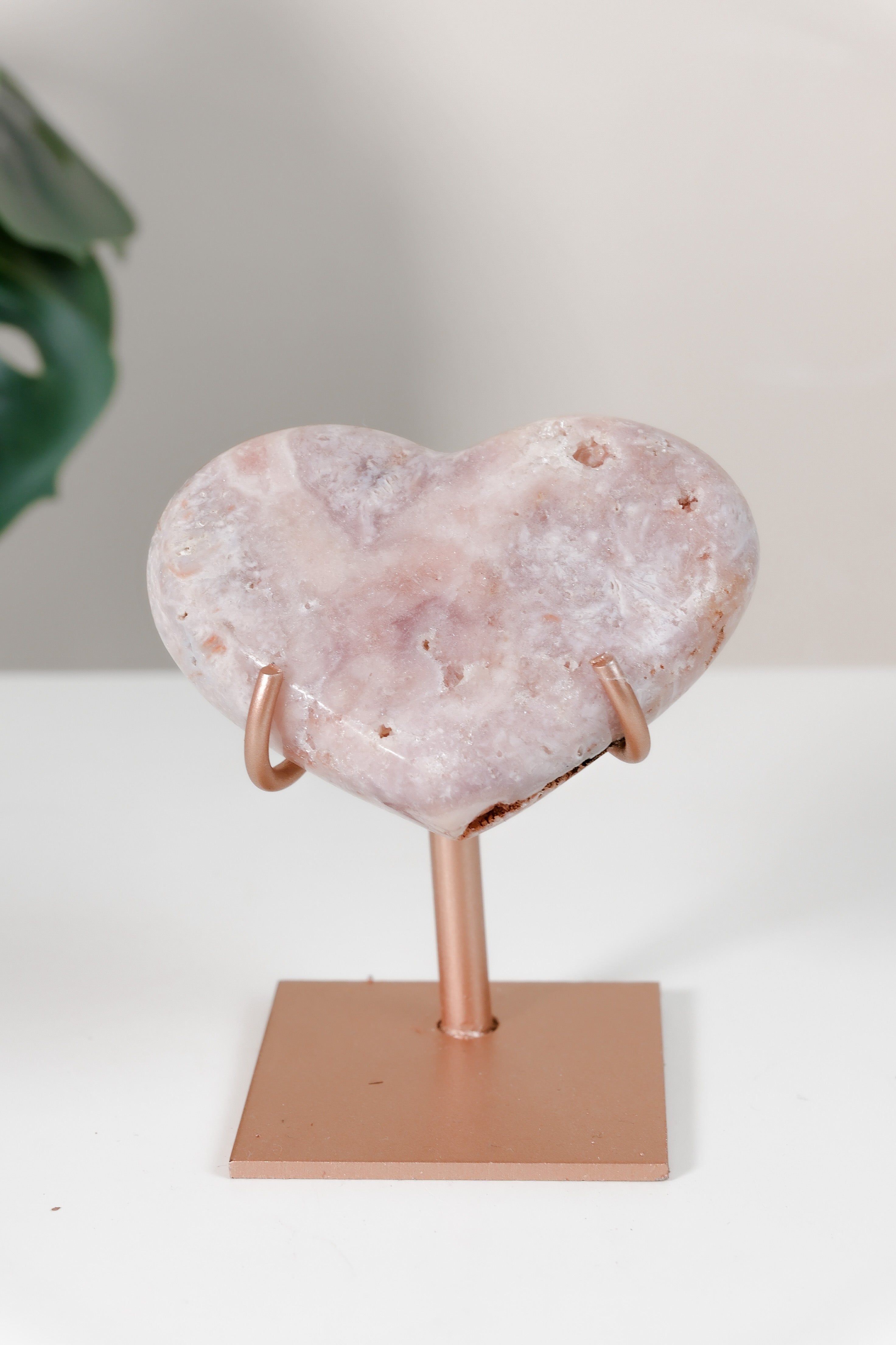 Pink Amethyst Heart On Stand