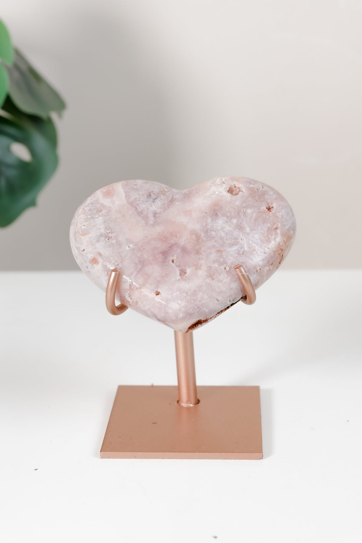 Pink Amethyst Heart On Stand