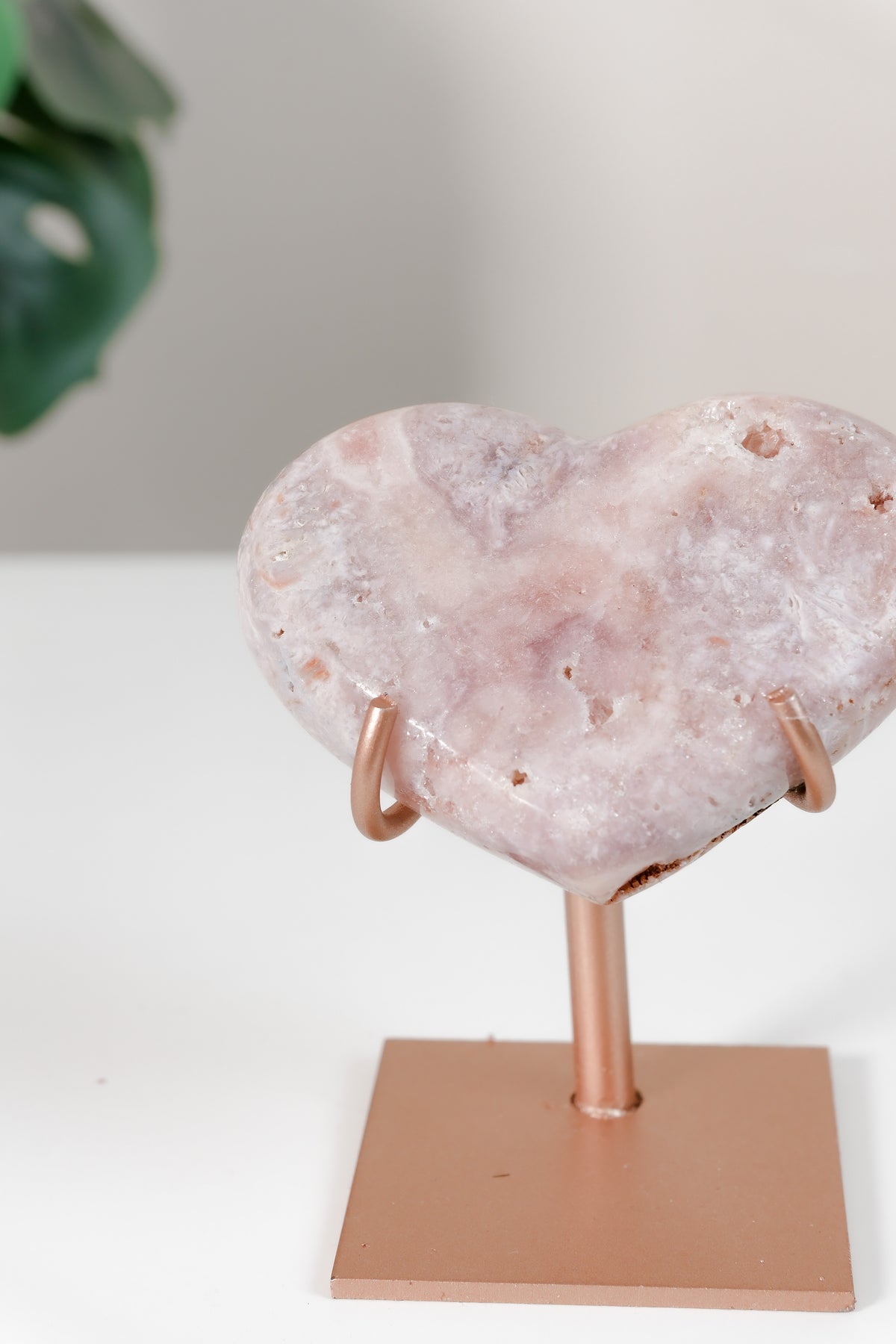 Pink Amethyst Heart On Stand