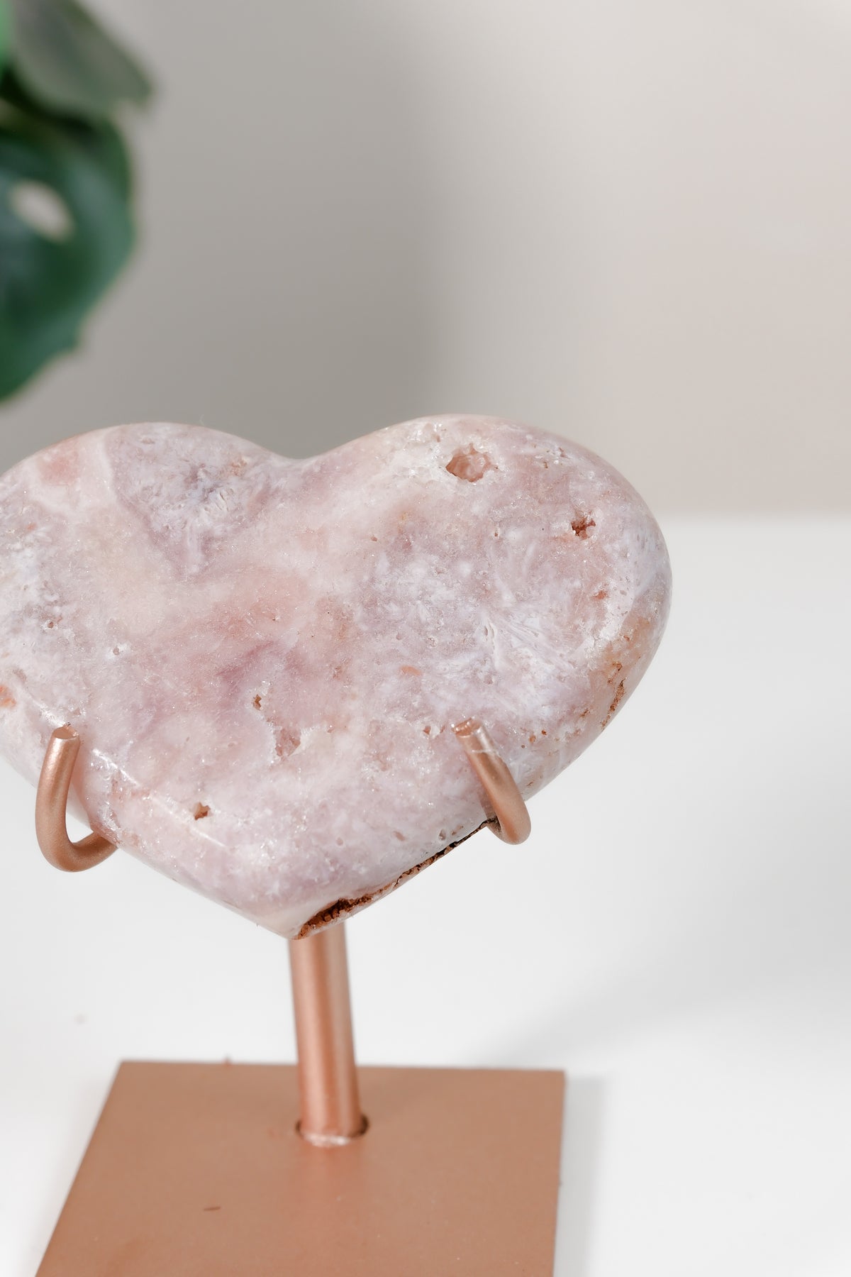 Pink Amethyst Heart On Stand