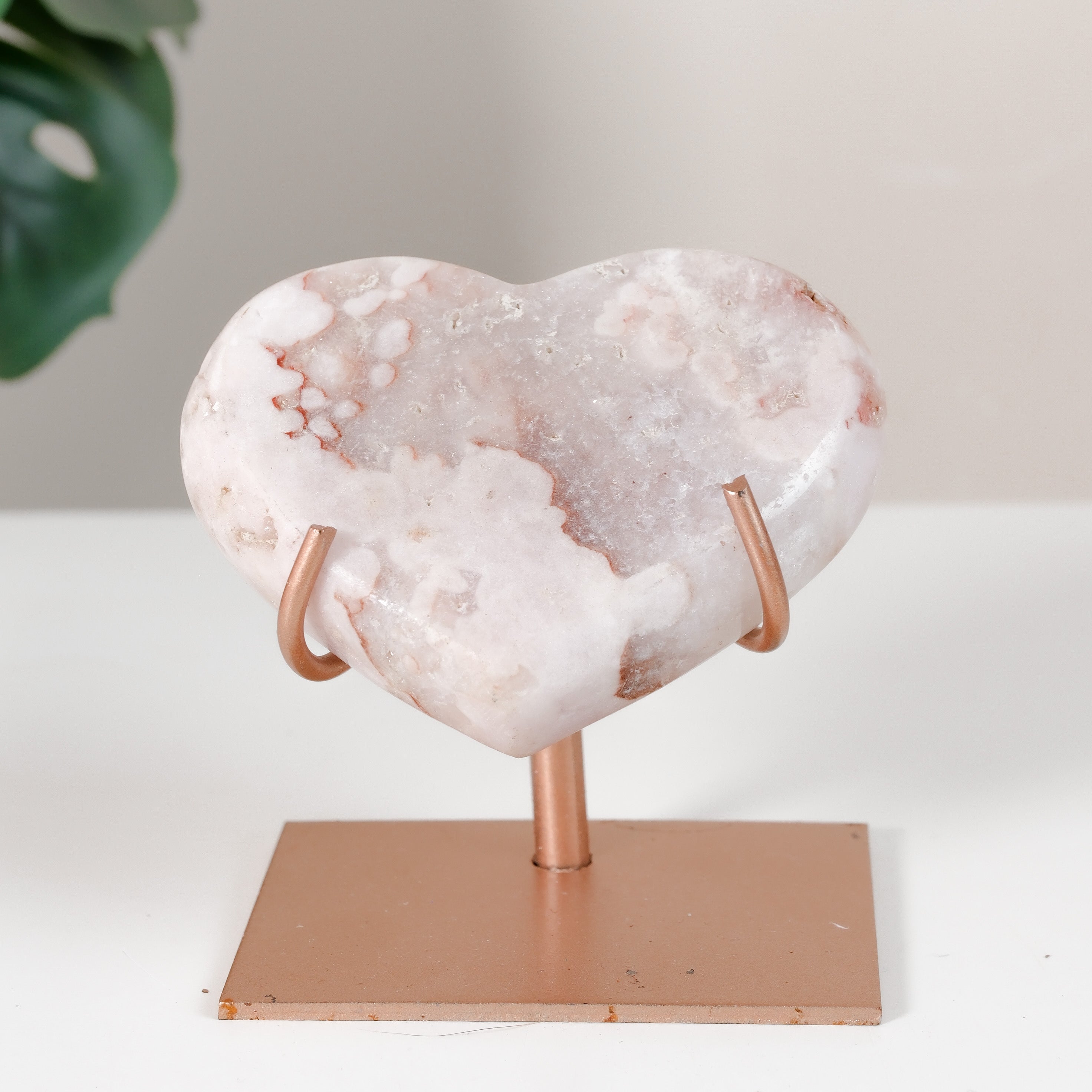 Pink Amethyst Heart On Stand