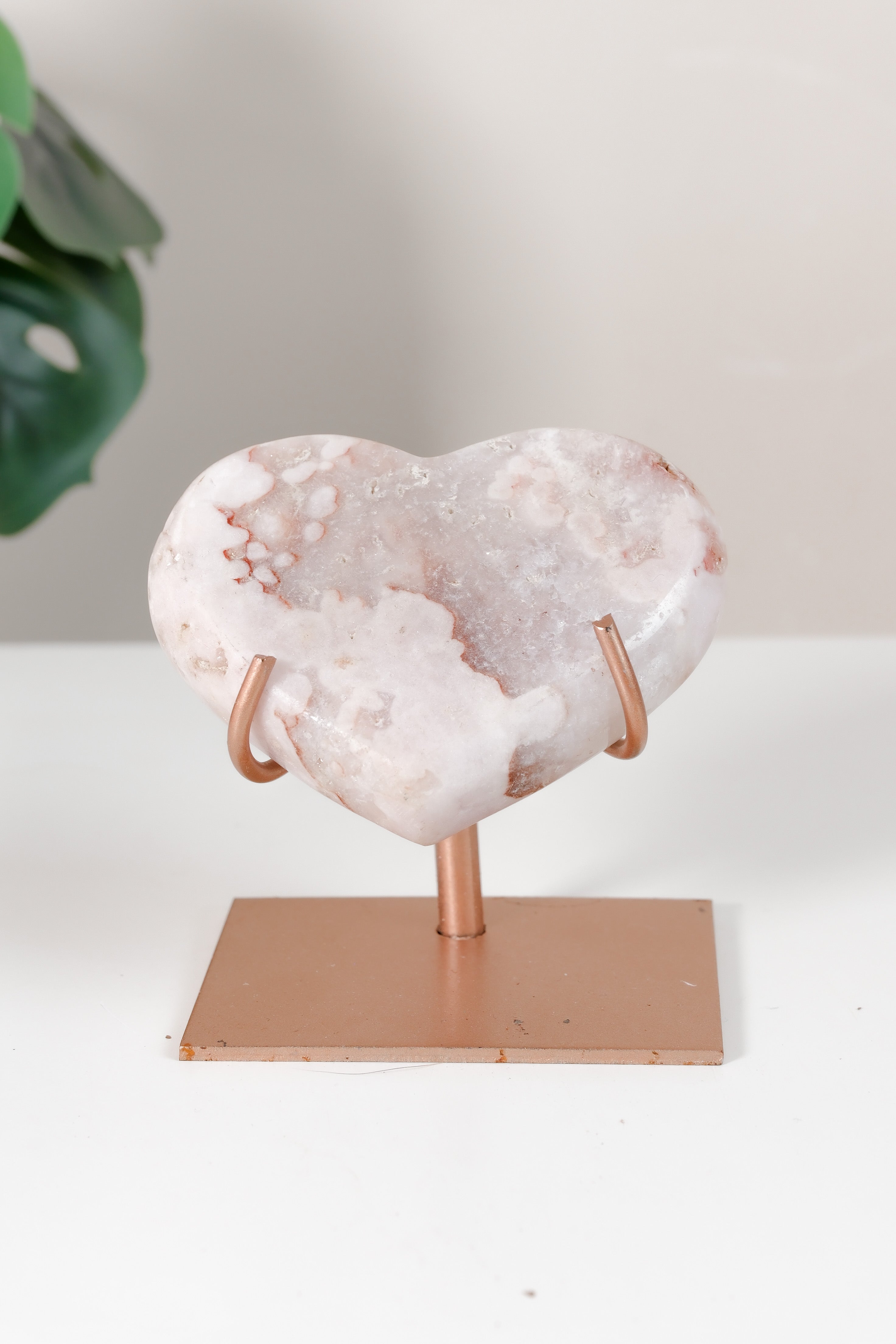 Pink Amethyst Heart On Stand
