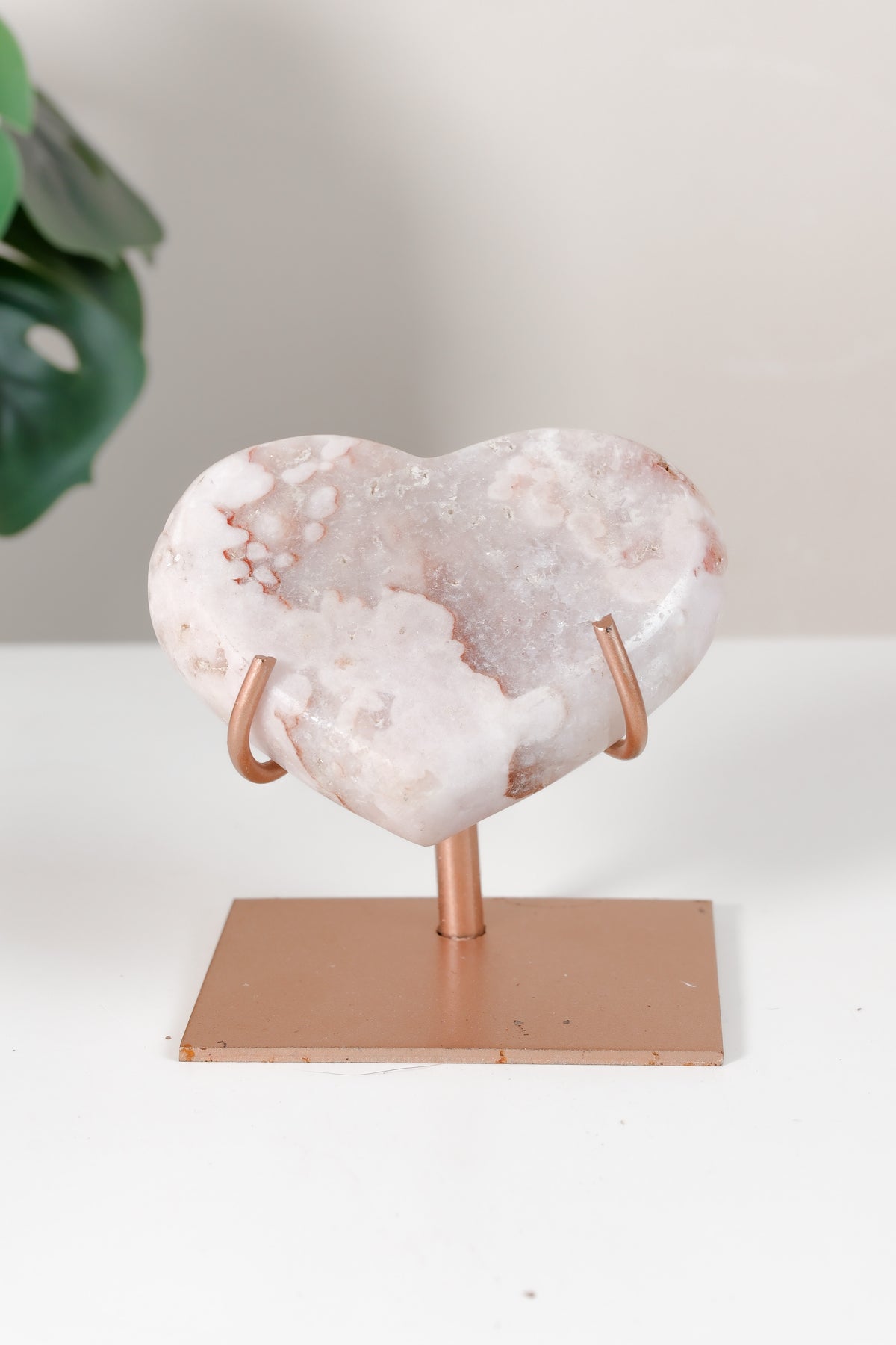 Pink Amethyst Heart On Stand