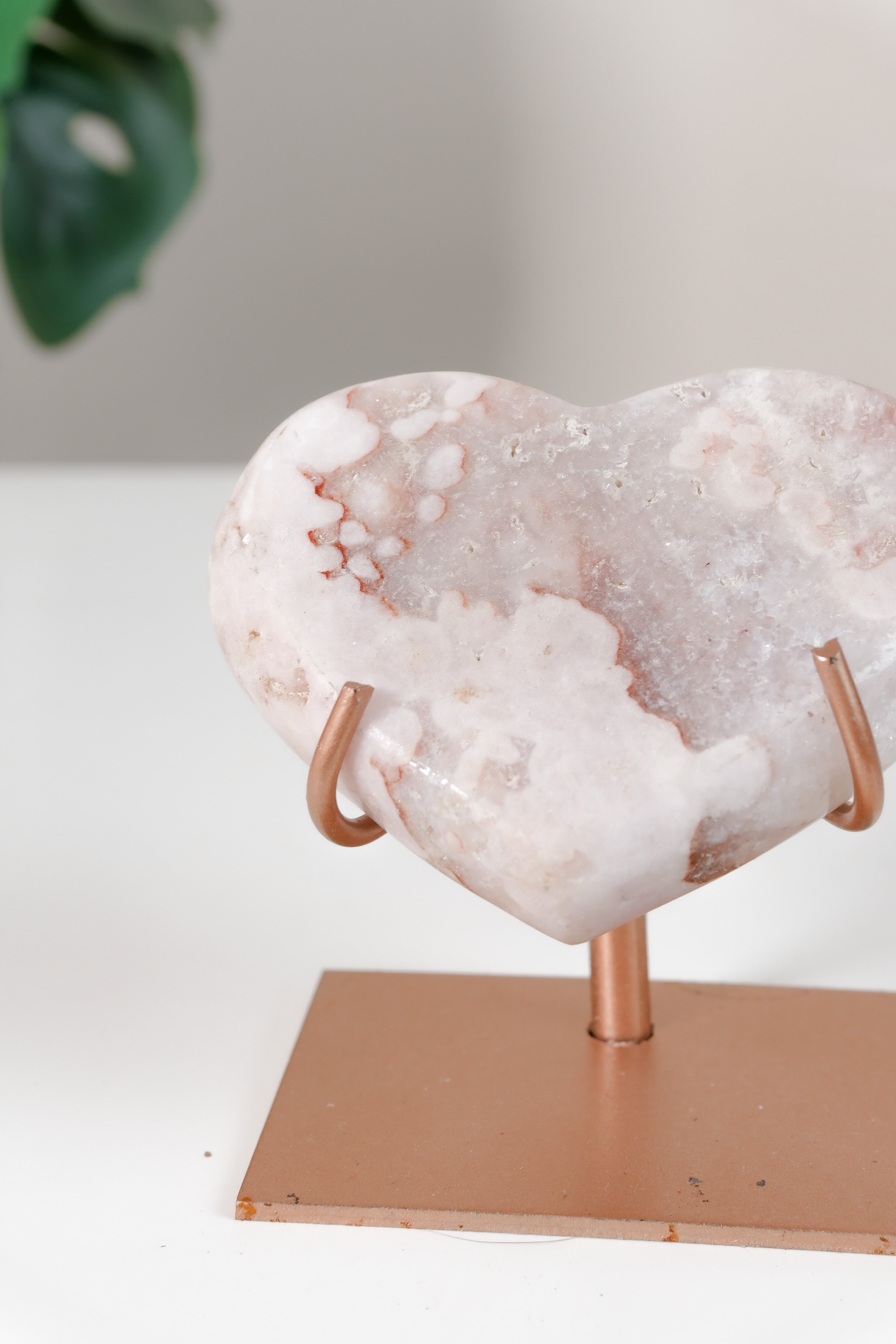 Pink Amethyst Heart On Stand
