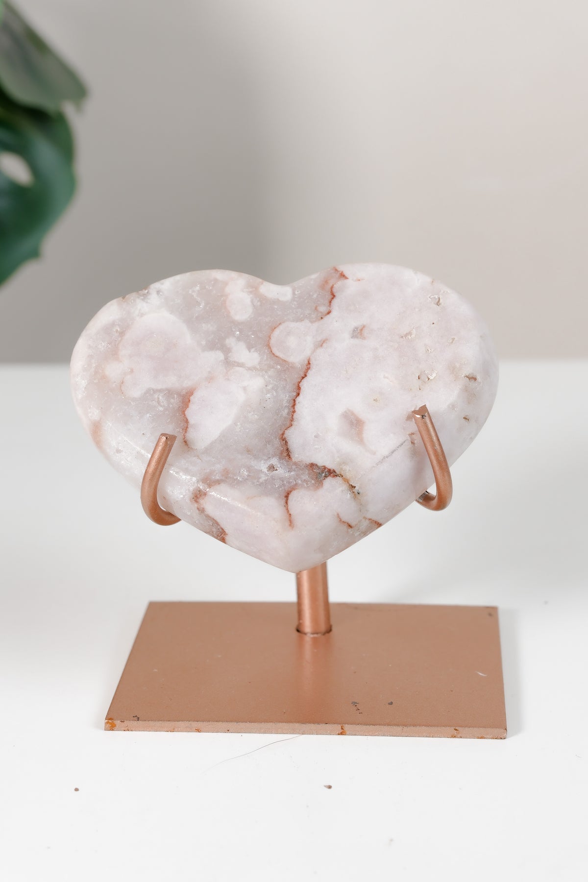 Pink Amethyst Heart On Stand