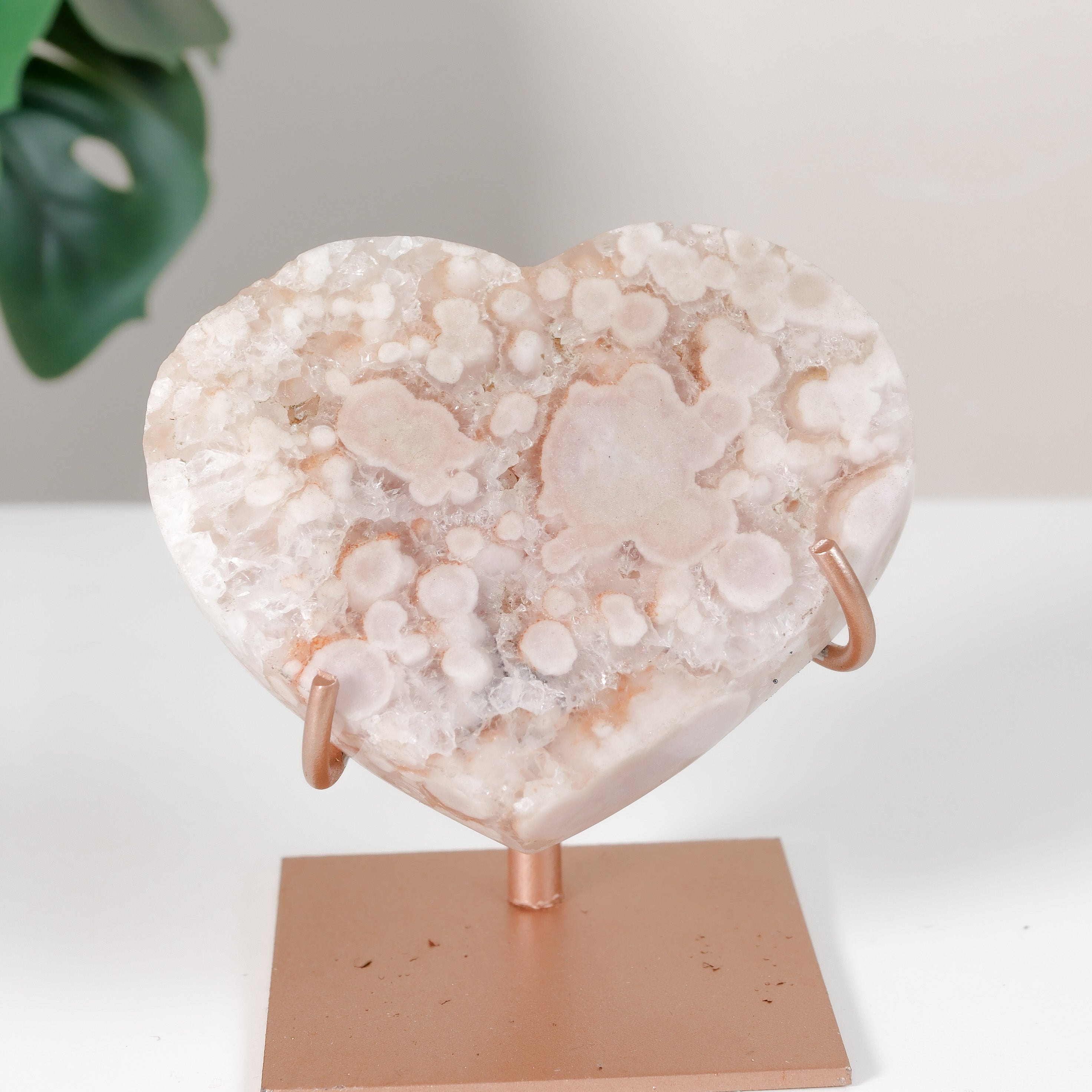 Pink Amethyst Heart On Stand