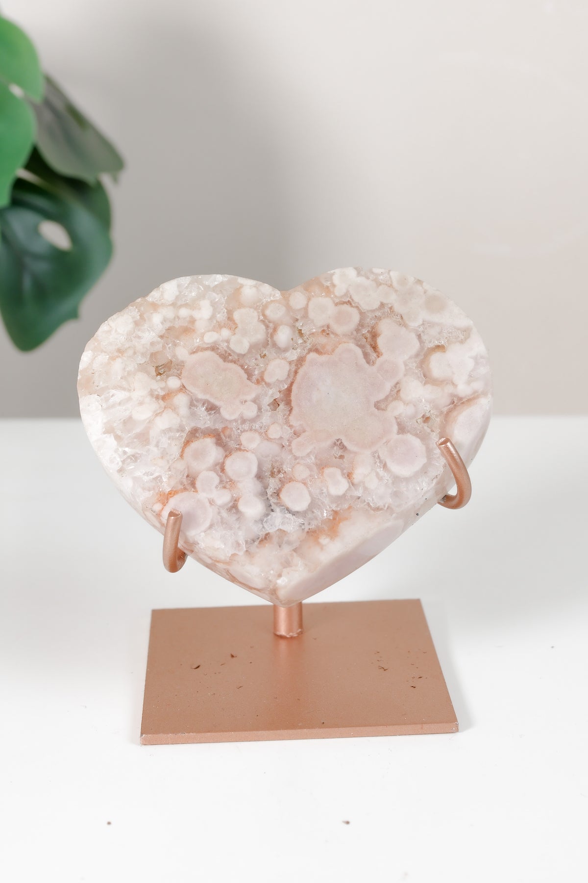 Pink Amethyst Heart On Stand