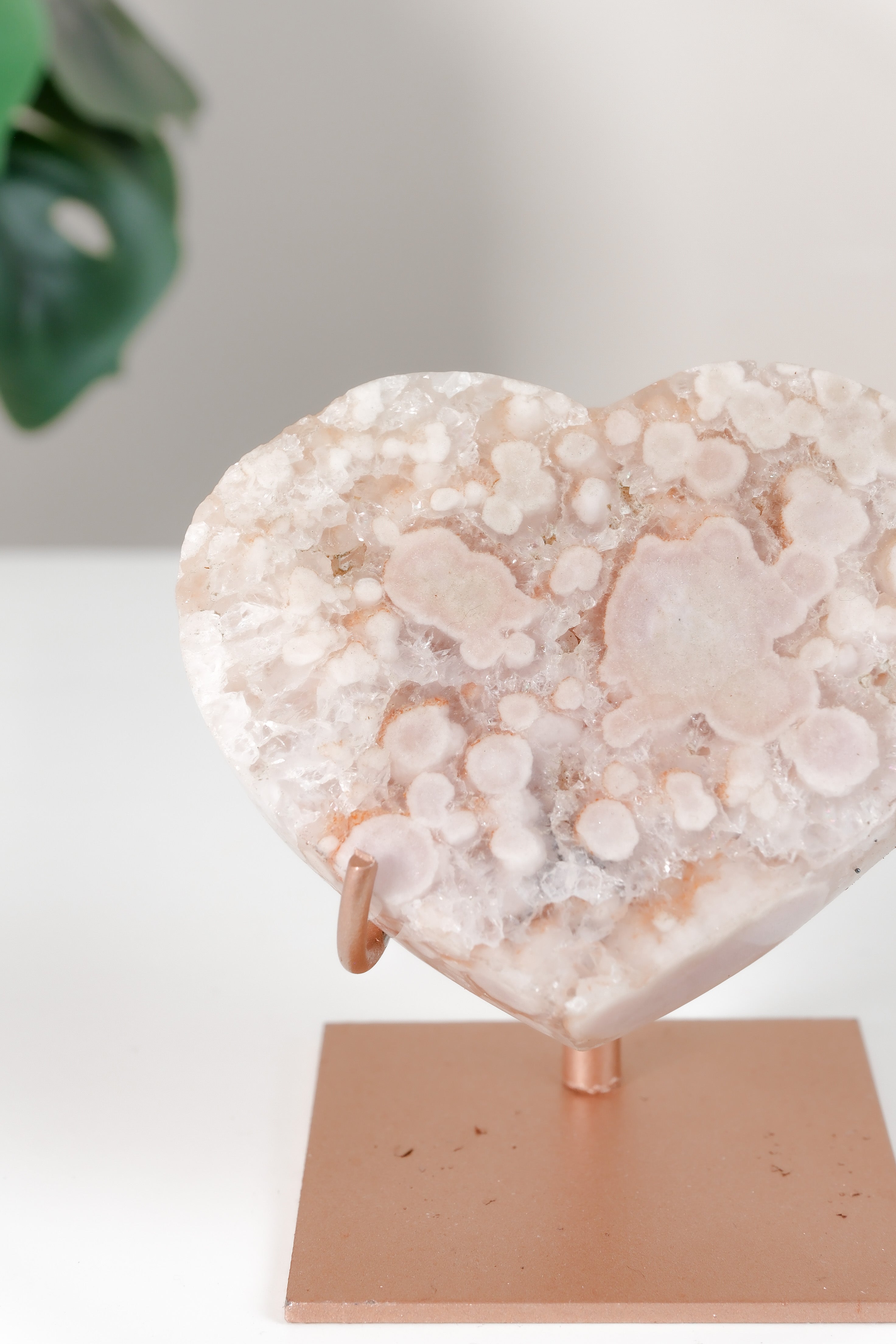 Pink Amethyst Heart On Stand