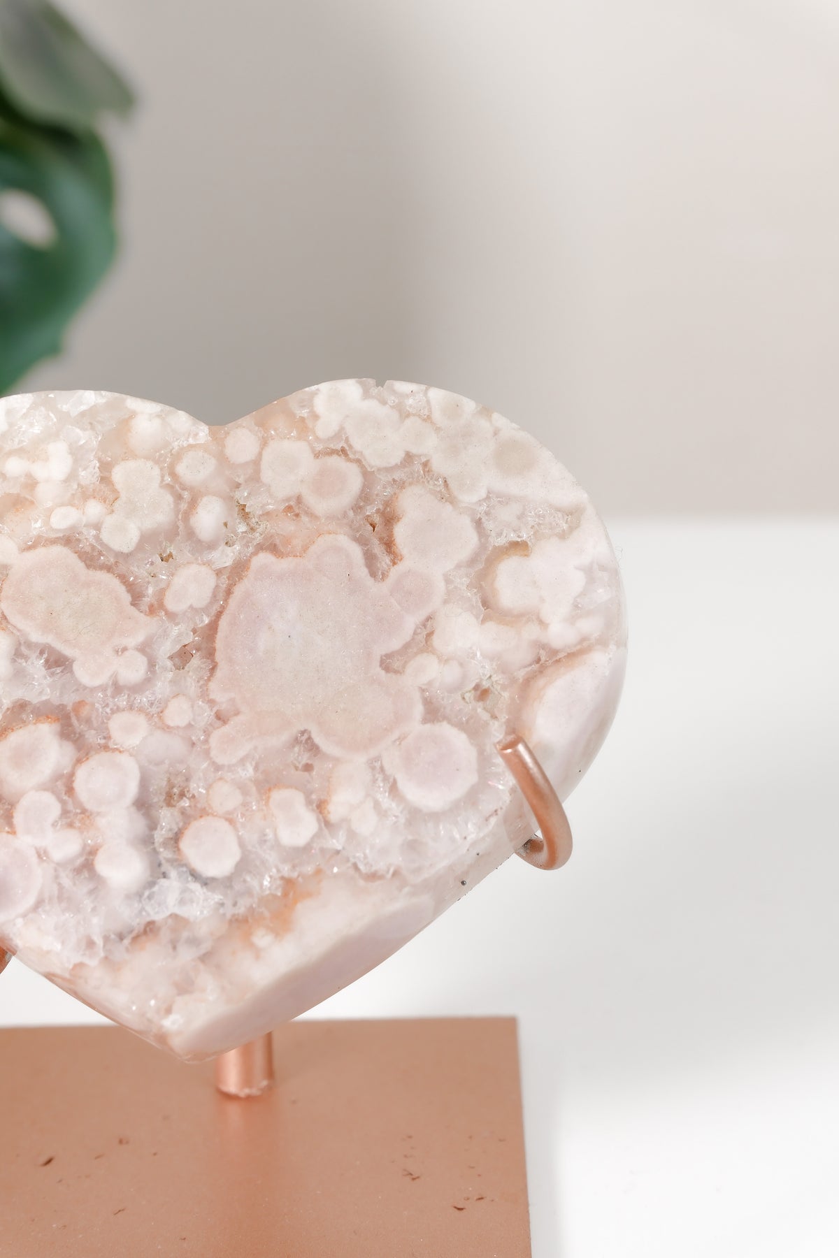 Pink Amethyst Heart On Stand