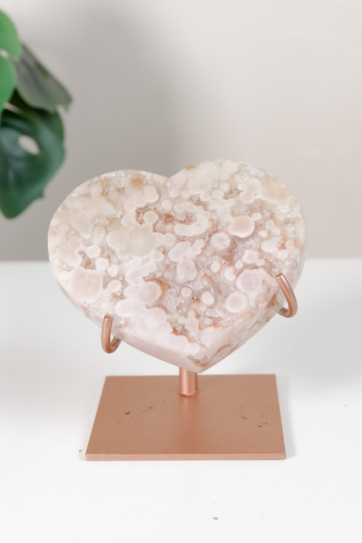 Pink Amethyst Heart On Stand