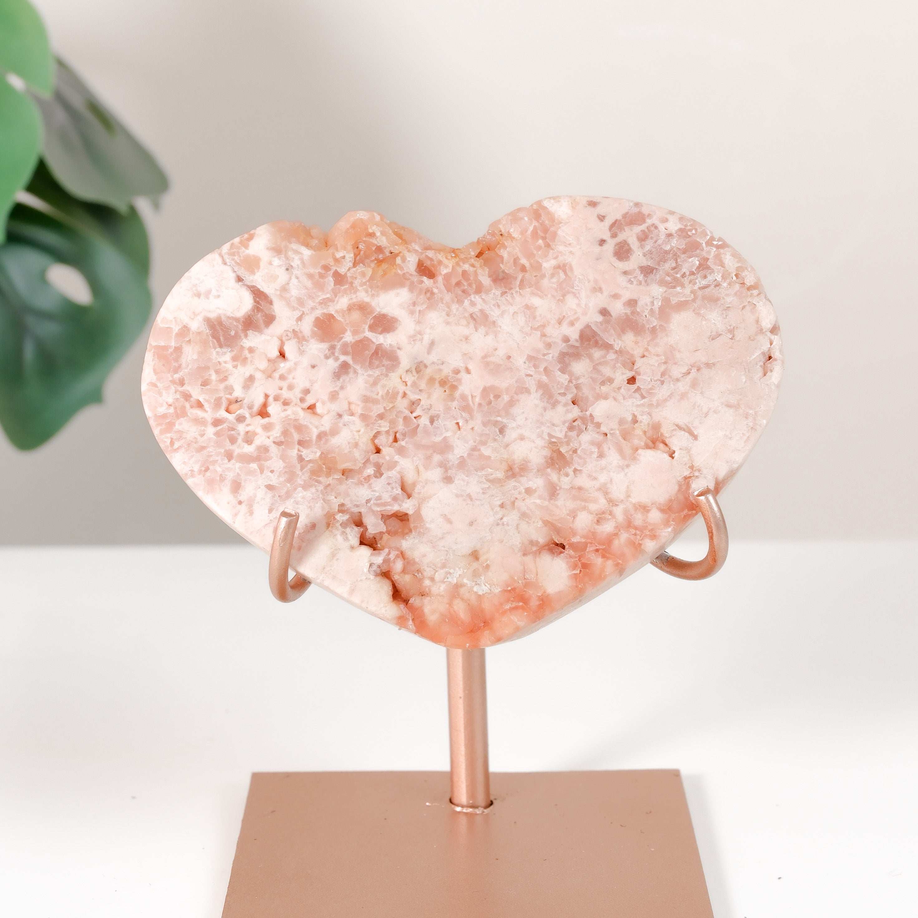 Pink Amethyst Heart On Stand