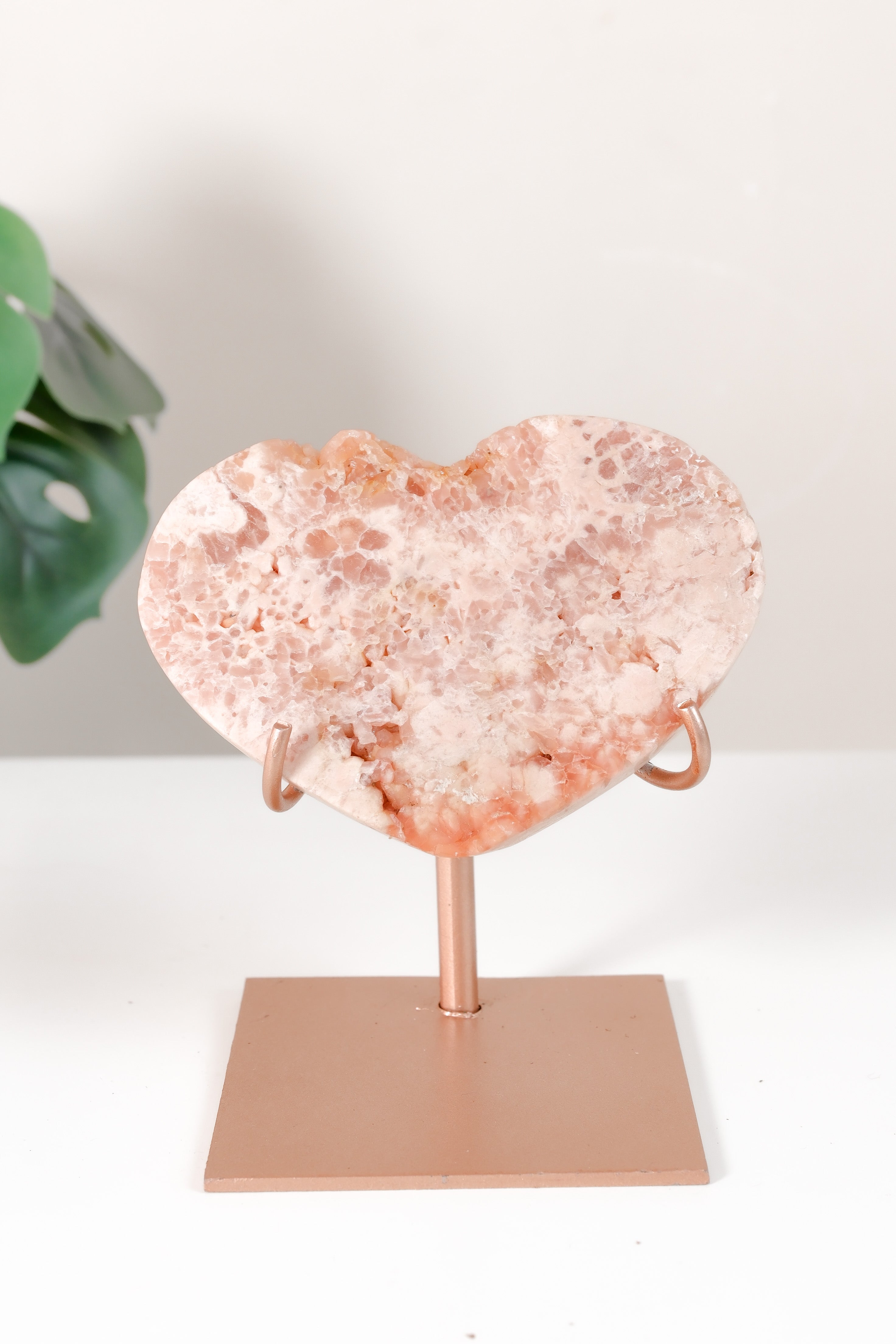 Pink Amethyst Heart On Stand