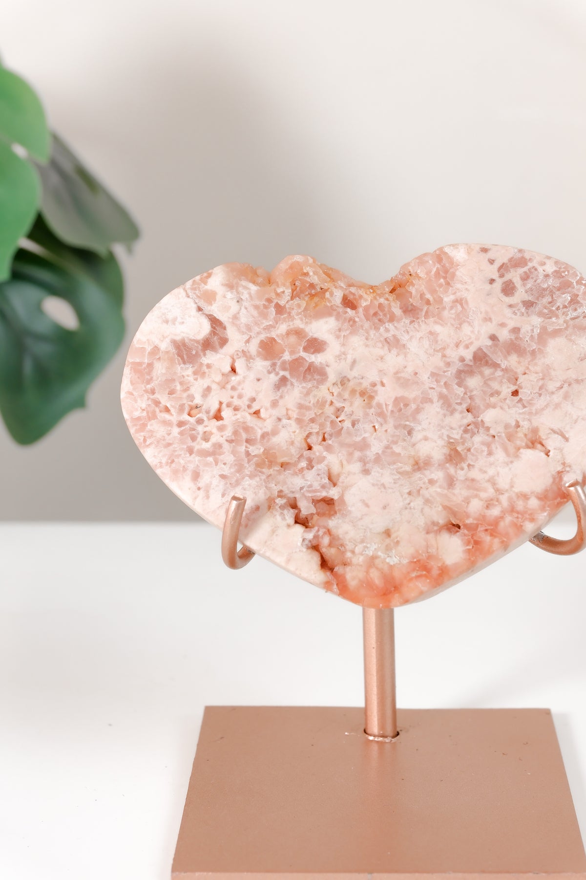 Pink Amethyst Heart On Stand