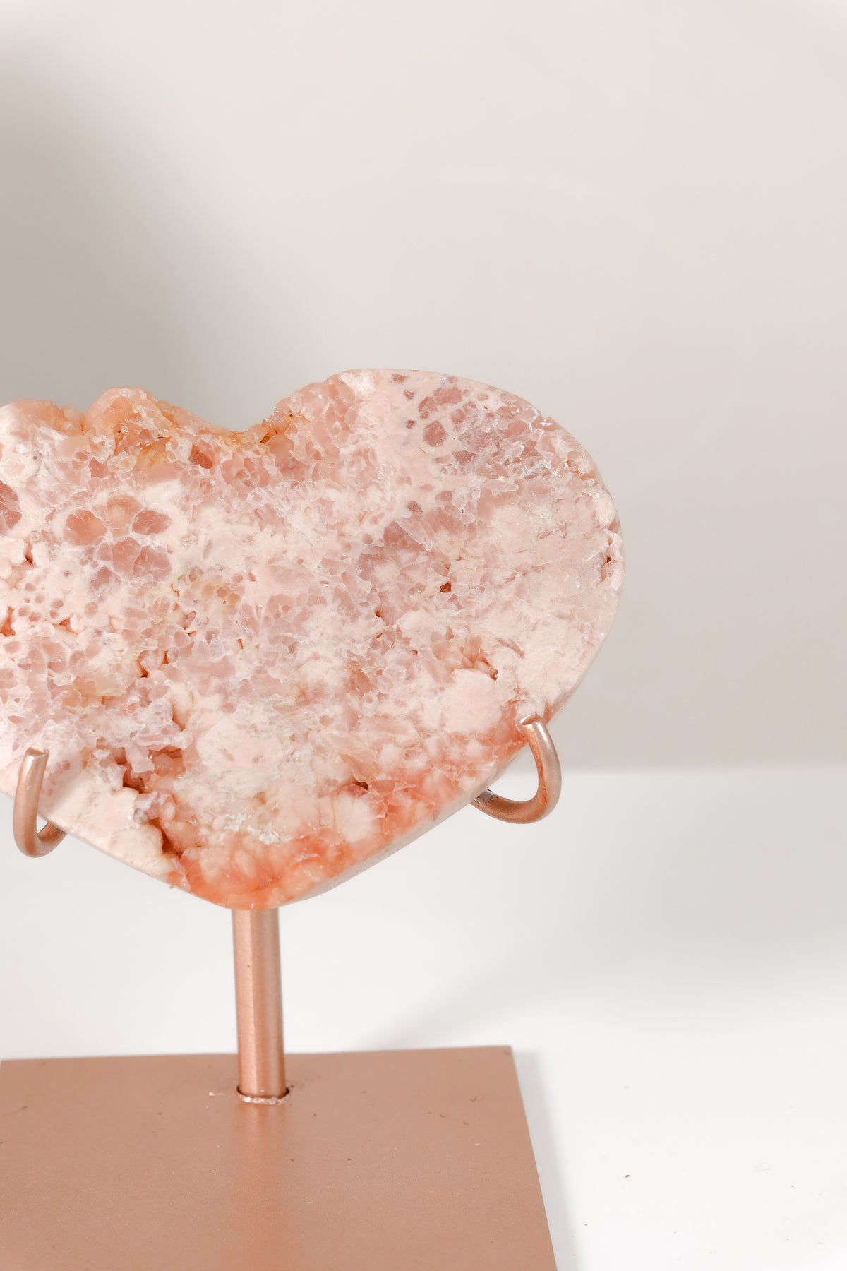 Pink Amethyst Heart On Stand