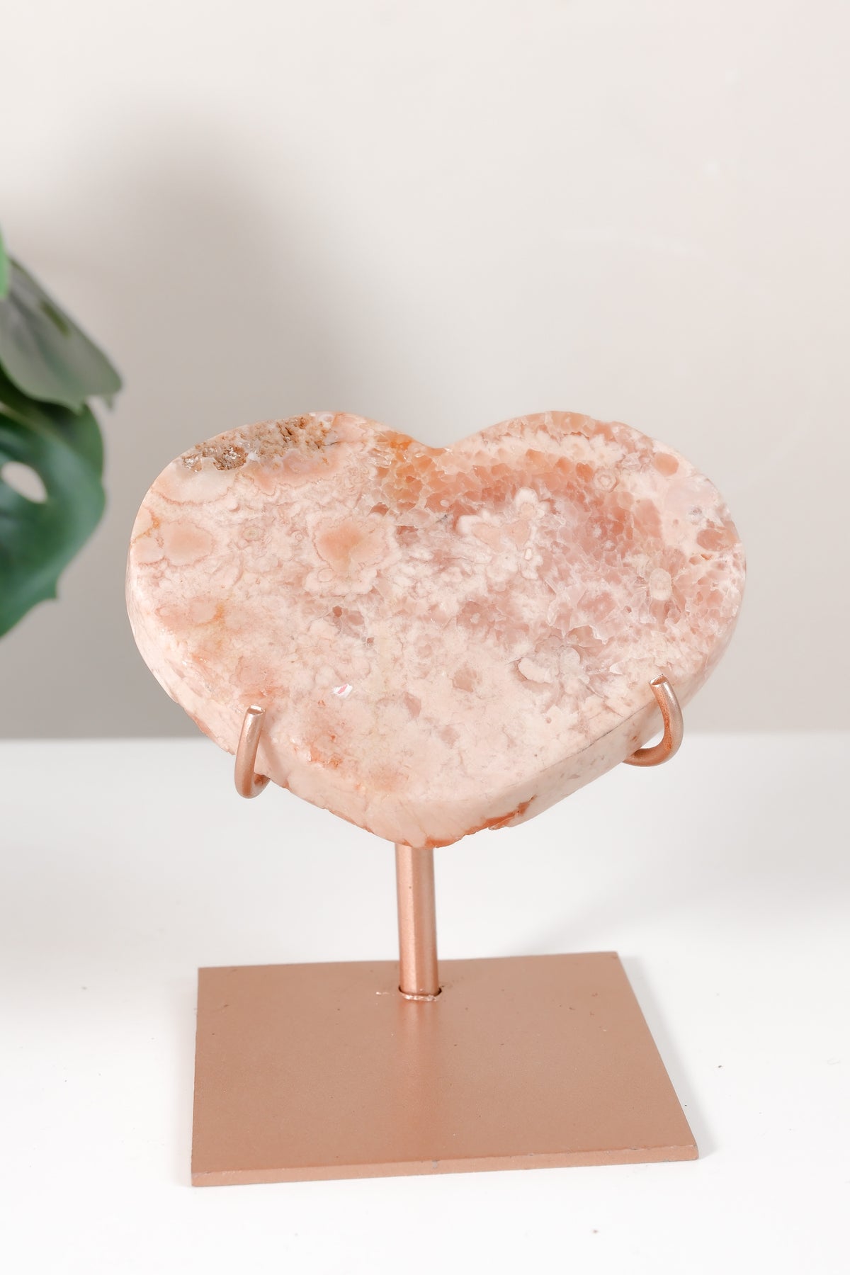 Pink Amethyst Heart On Stand