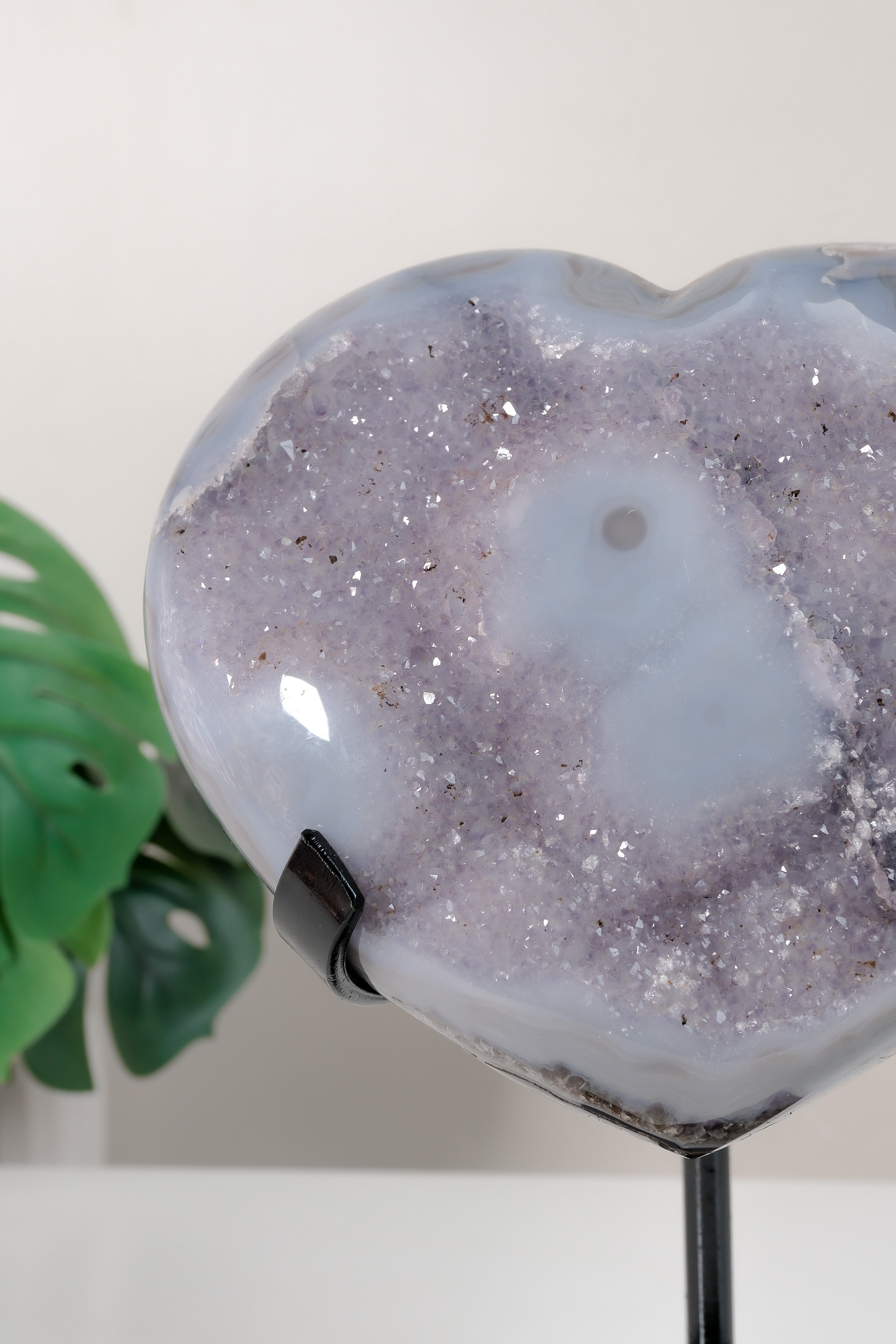 Uruguayan Amethyst Agate Heart On Stand