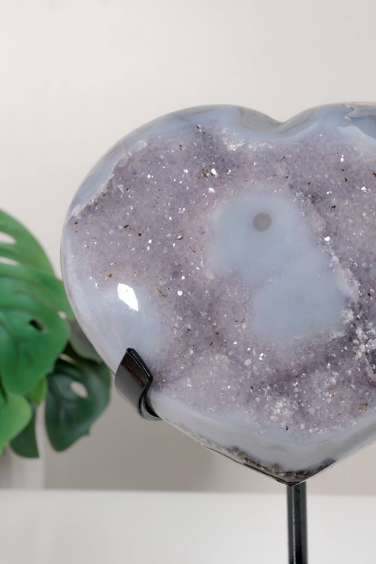 Uruguayan Amethyst Agate Heart On Stand