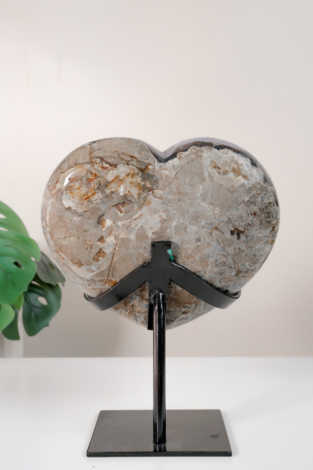 Uruguayan Amethyst Agate Heart On Stand