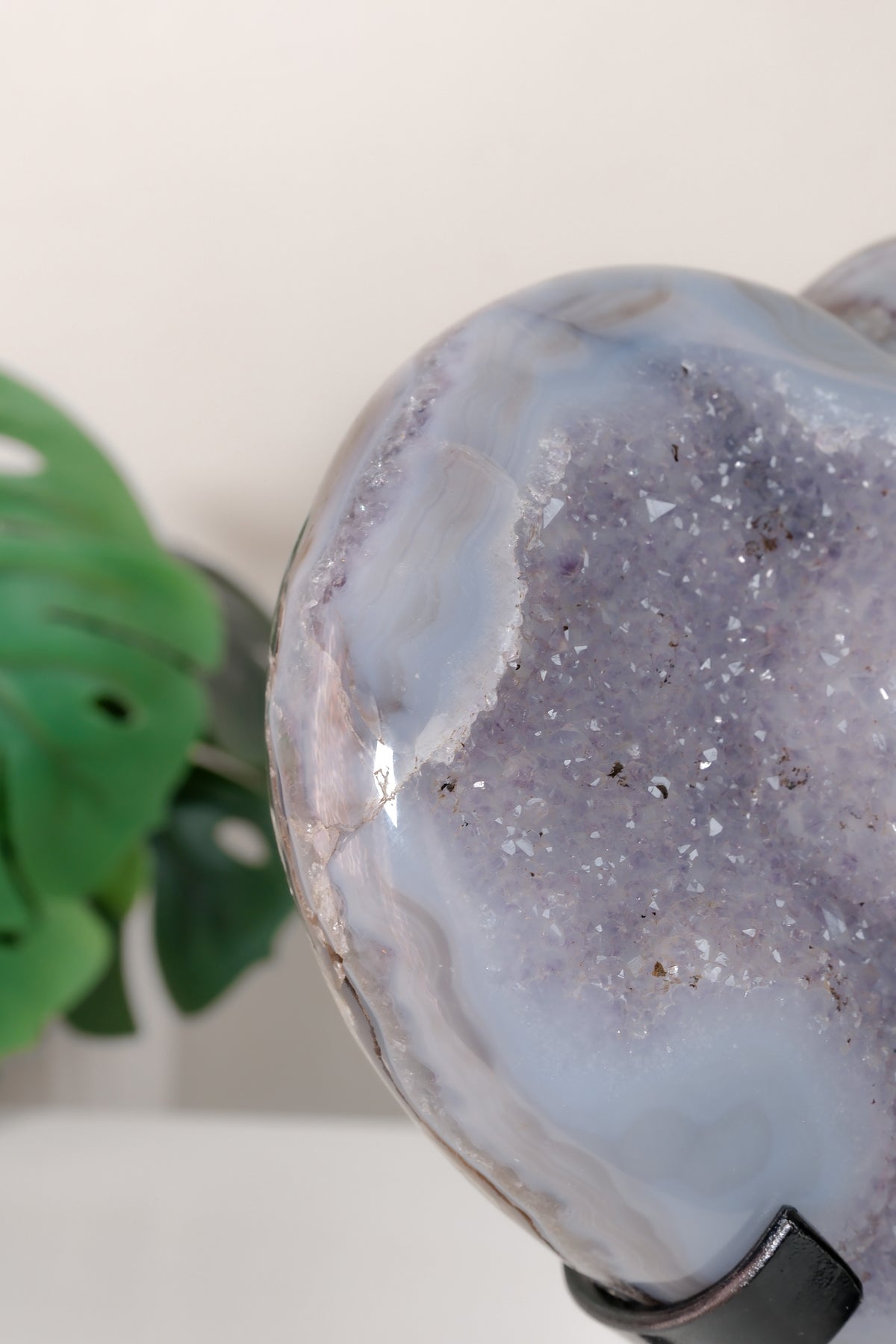 Uruguayan Amethyst Agate Heart On Stand