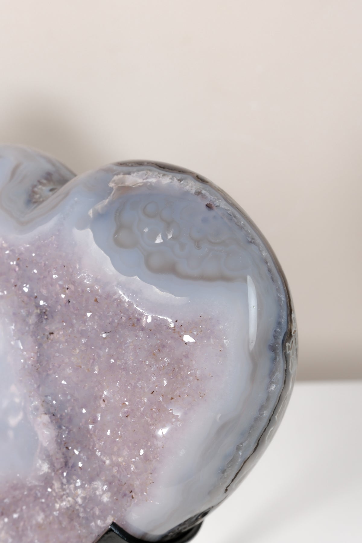 Uruguayan Amethyst Agate Heart On Stand