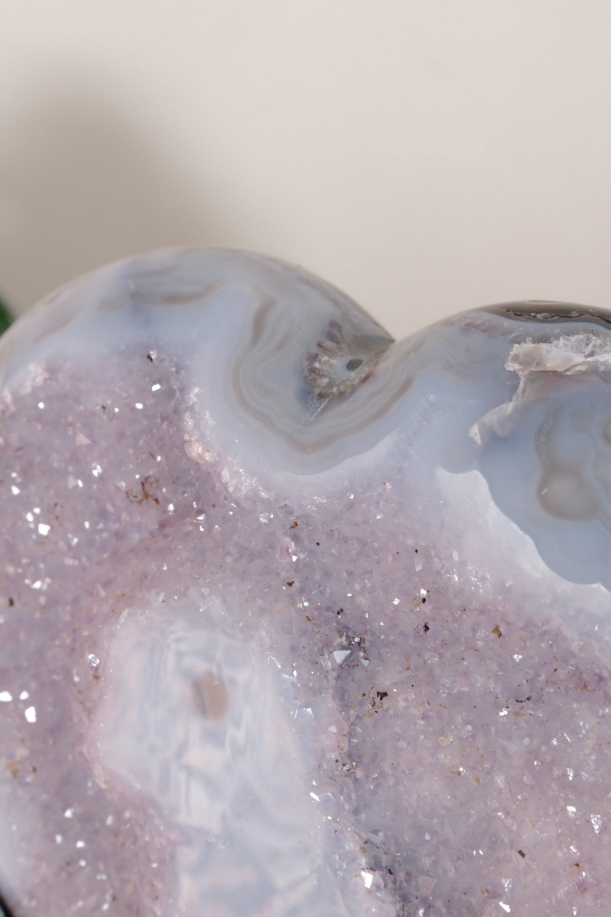 Uruguayan Amethyst Agate Heart On Stand