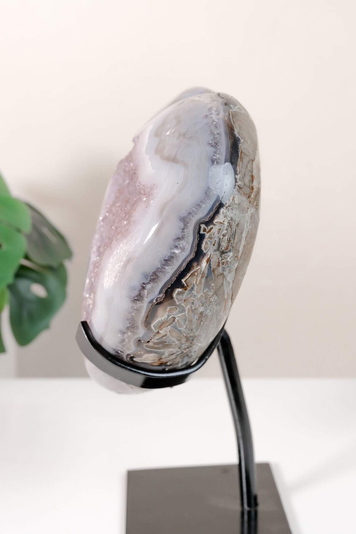 Uruguayan Amethyst Agate Heart On Stand