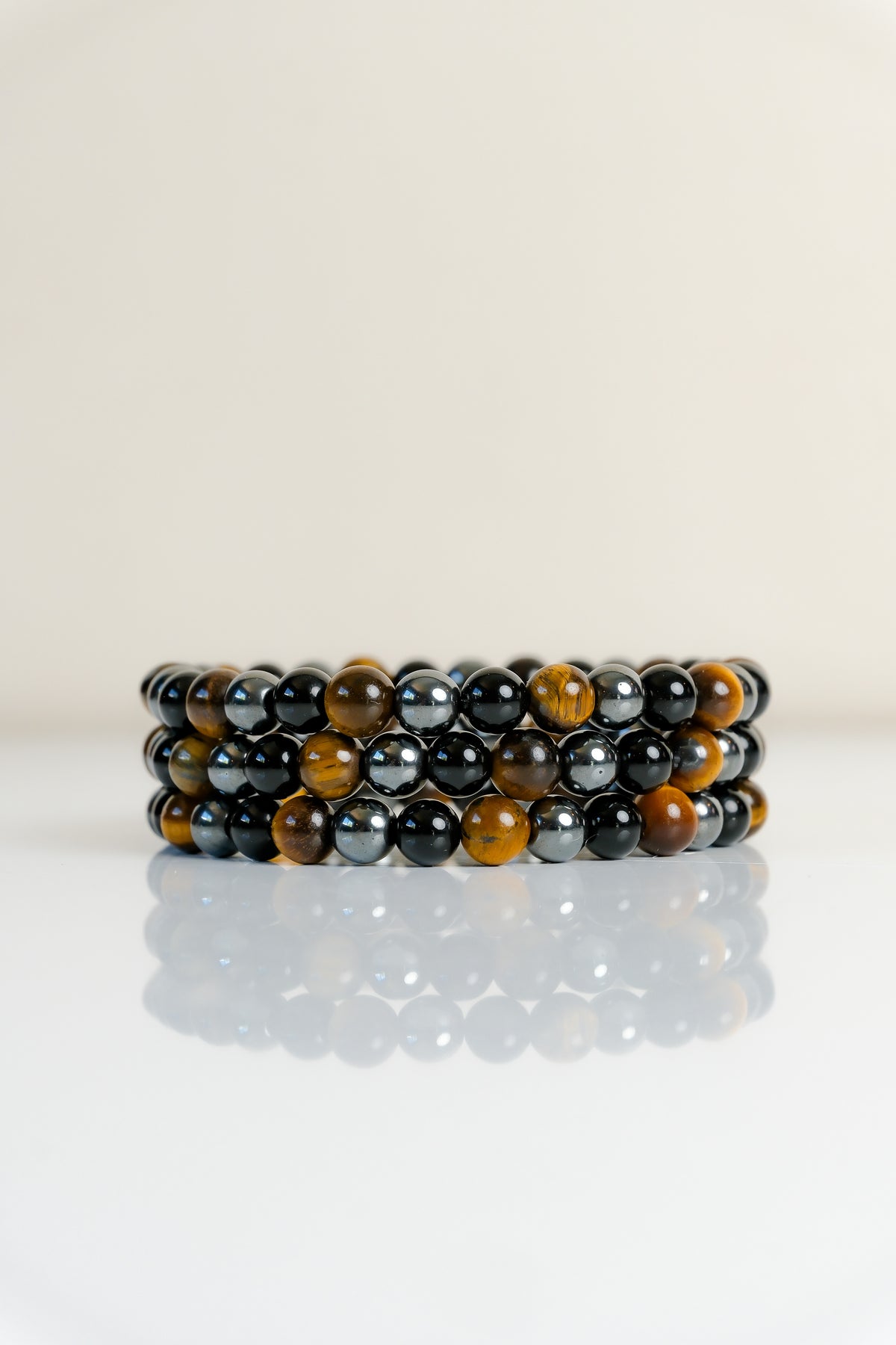 Tigers Eye, Hematite, Black Obsidian 6mm Bracelet