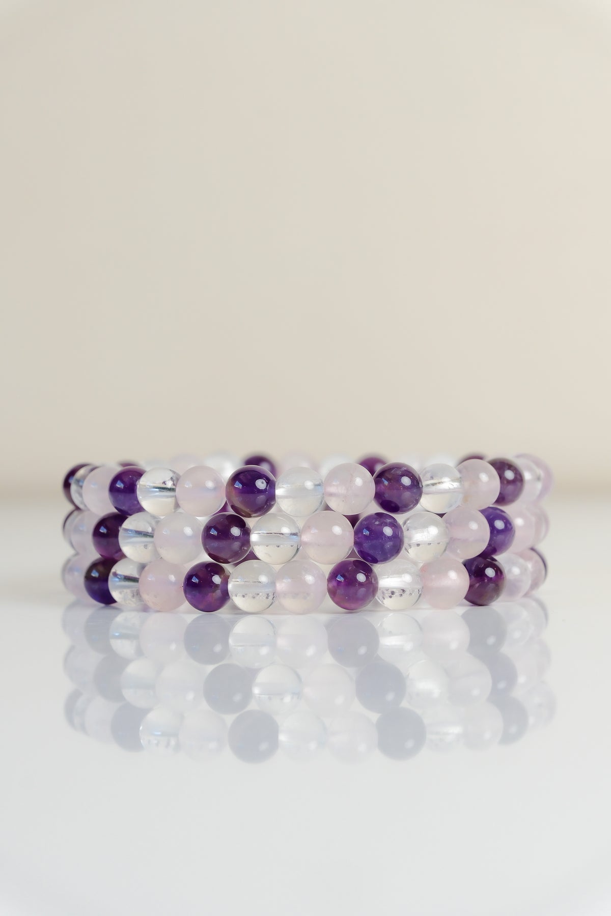 Clear Quartz, Rose Quartz, Amethyst 6mm Bracelet