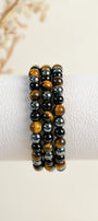 Tigers Eye, Hematite, Black Obsidian 6mm Bracelet