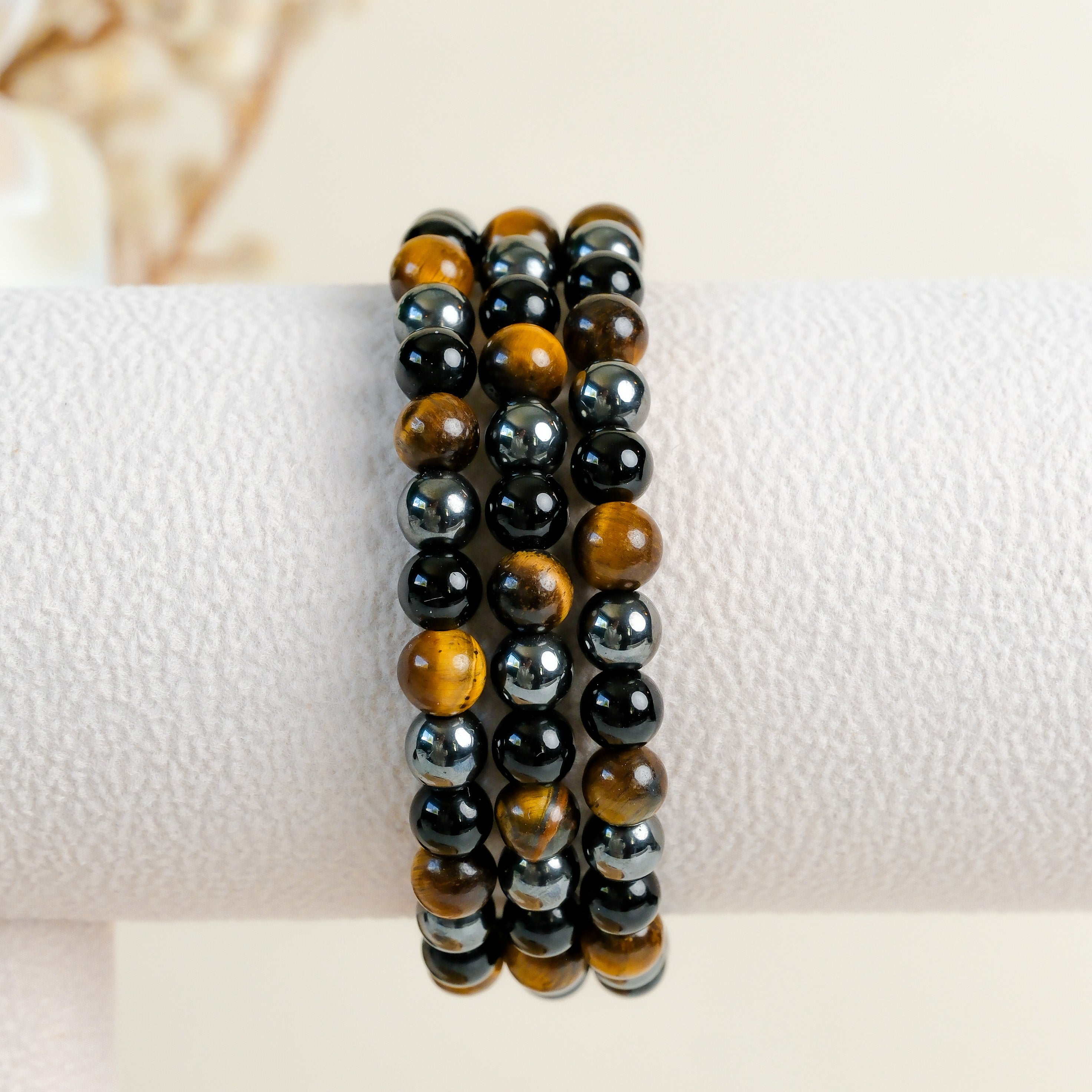 Tigers Eye, Hematite, Black Obsidian 6mm Bracelet