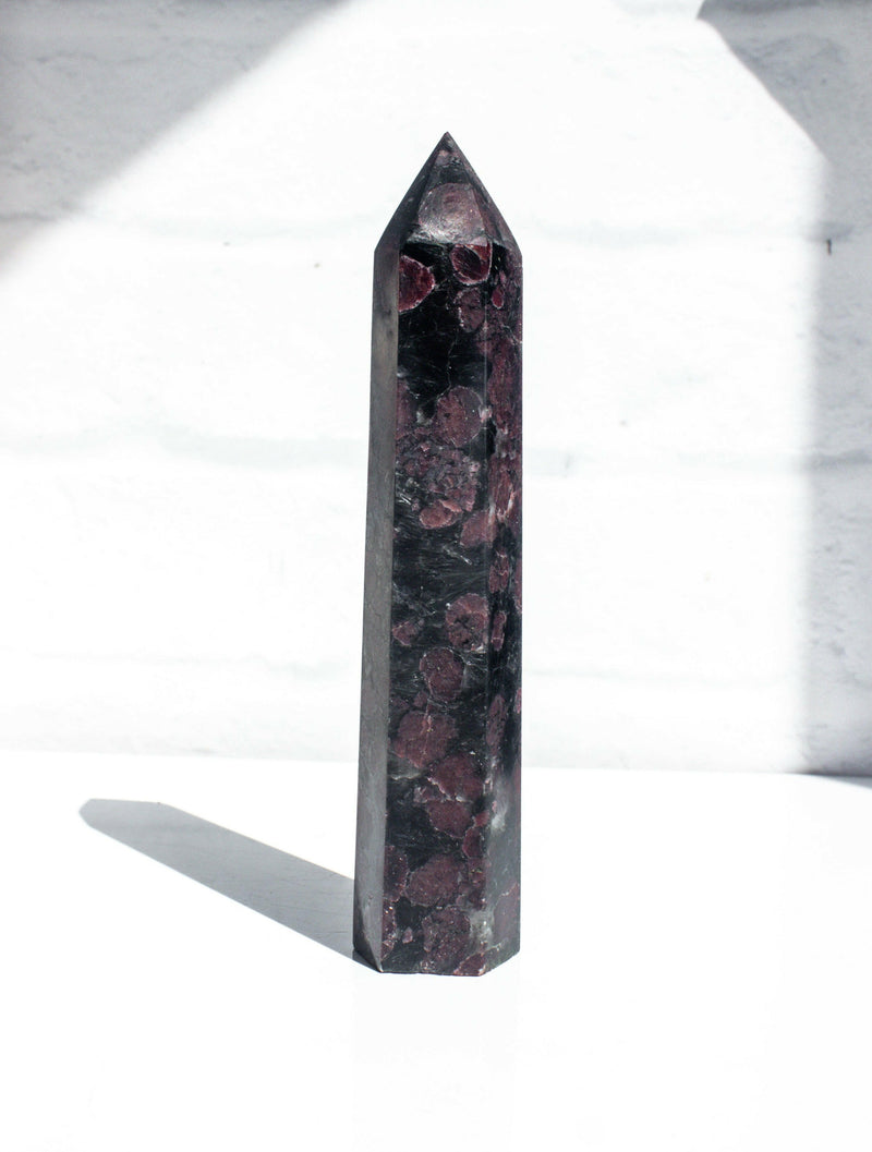 Garnet in Astrophyllite Tower Healing Crystal.