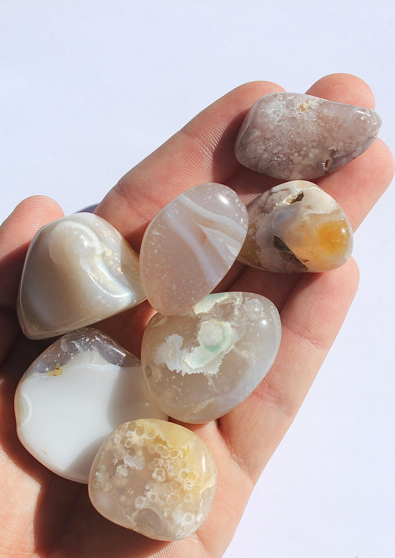 Cherry Blossom Agate Tumbles Healing Crystal.