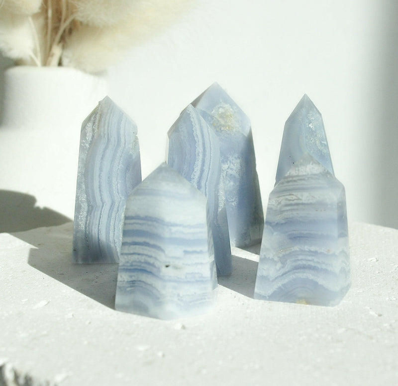 Blue Lace Agate Mini Towers | Intuitively Chosen Healing Crystal.